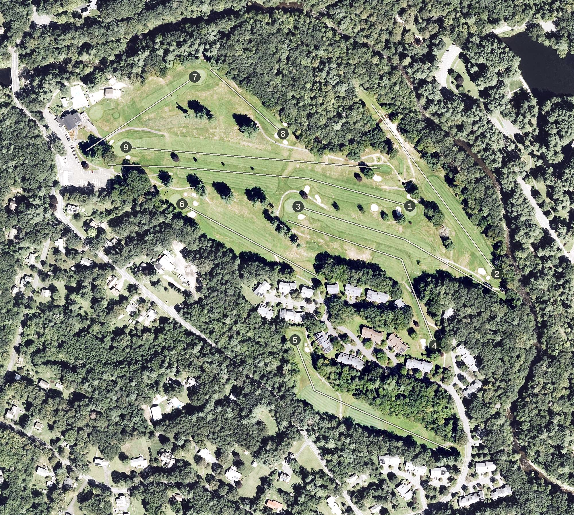 Aerial view of Northampton Country Club, MA