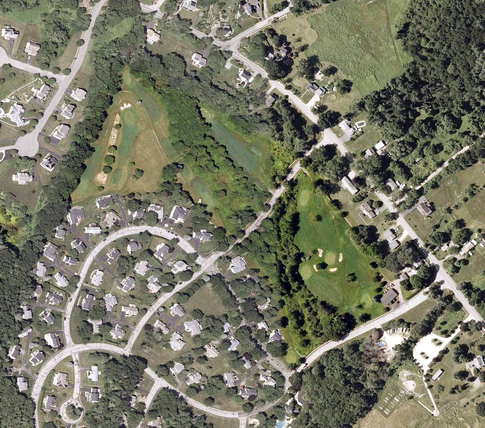 Aerial view of Northfields Golf Course, MA