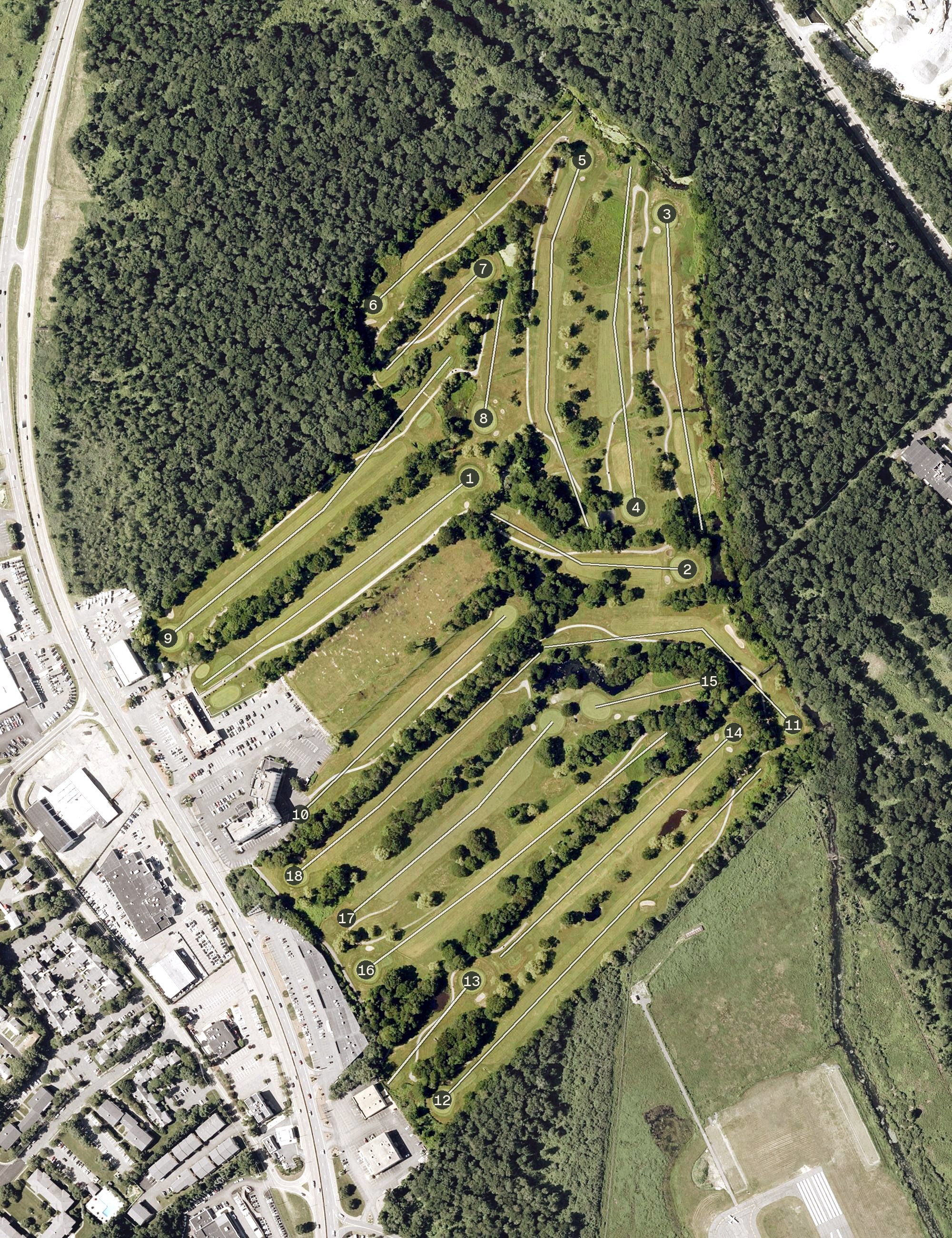 Aerial view of Norwood Country Club, MA
