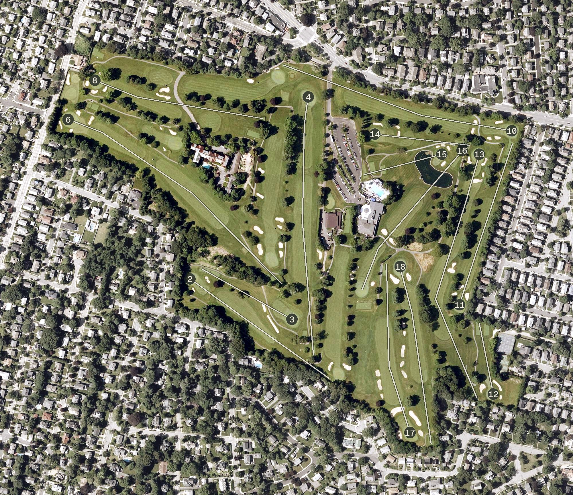 Aerial view of Oakley Country Club, MA