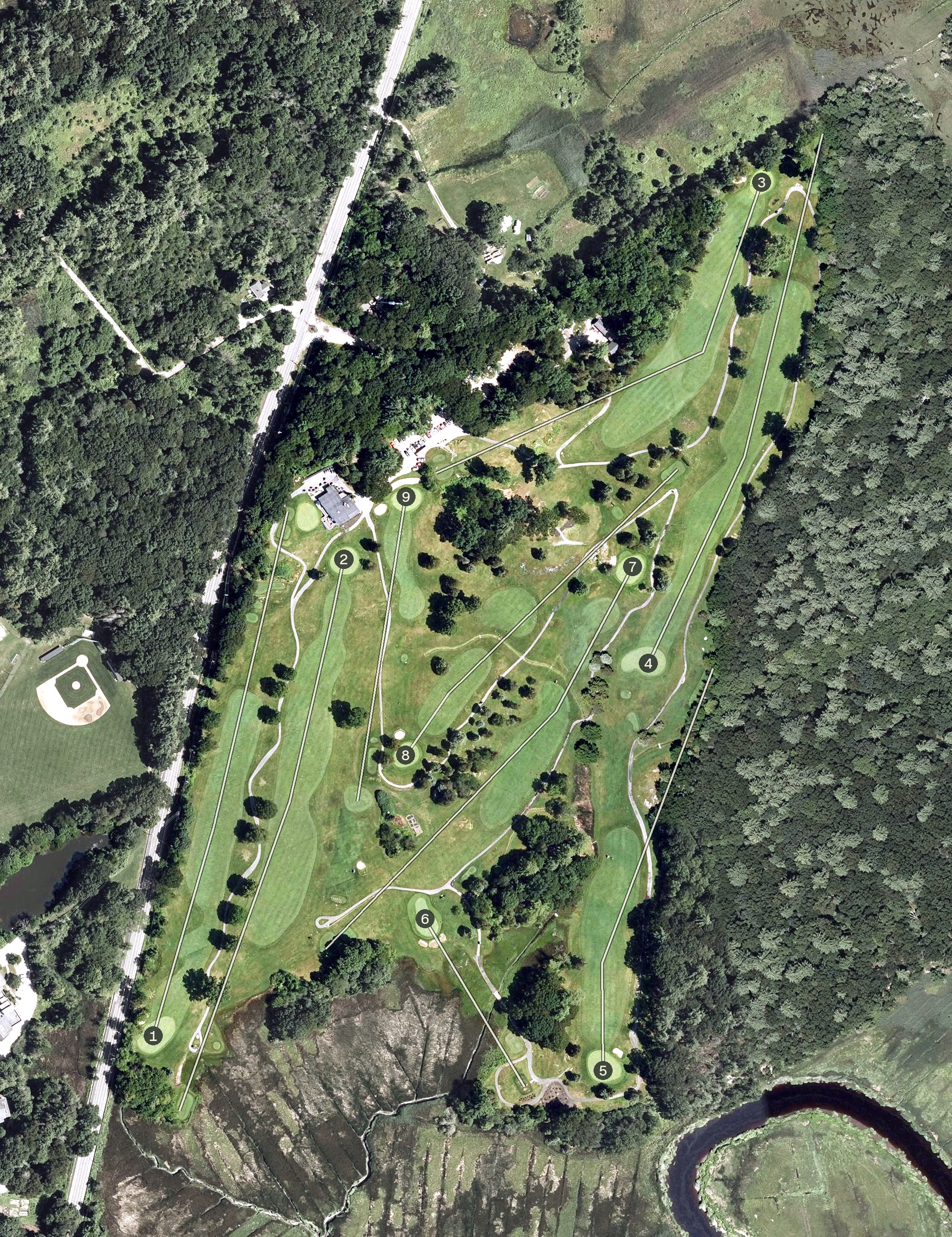 Aerial view of Ould Newbury Golf Club, MA