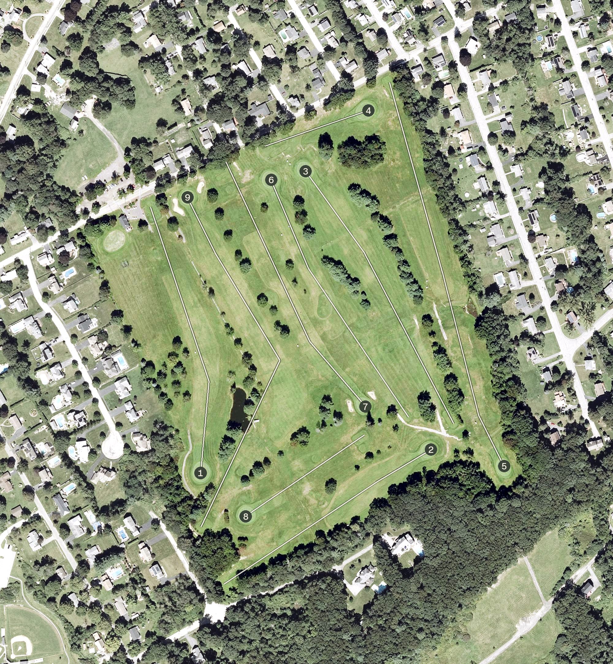 Aerial view of Pakachoag Golf Course, MA