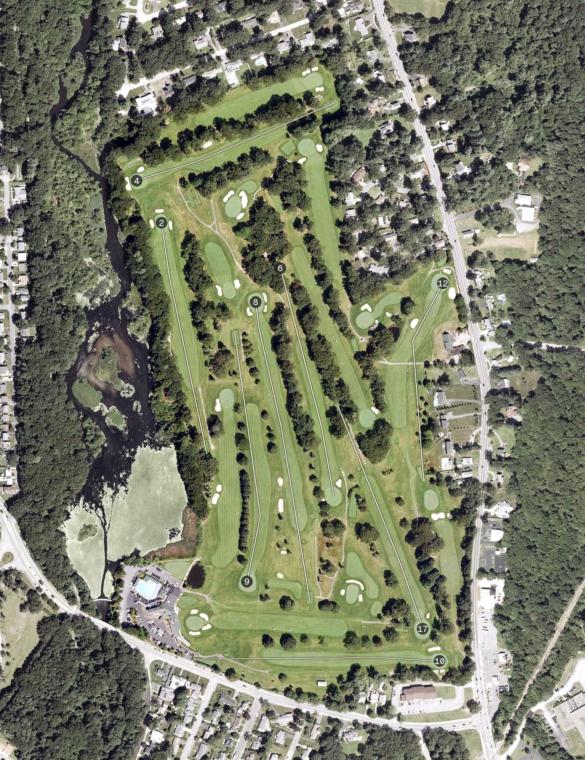 Aerial view of Pawtucket Country Club, MA