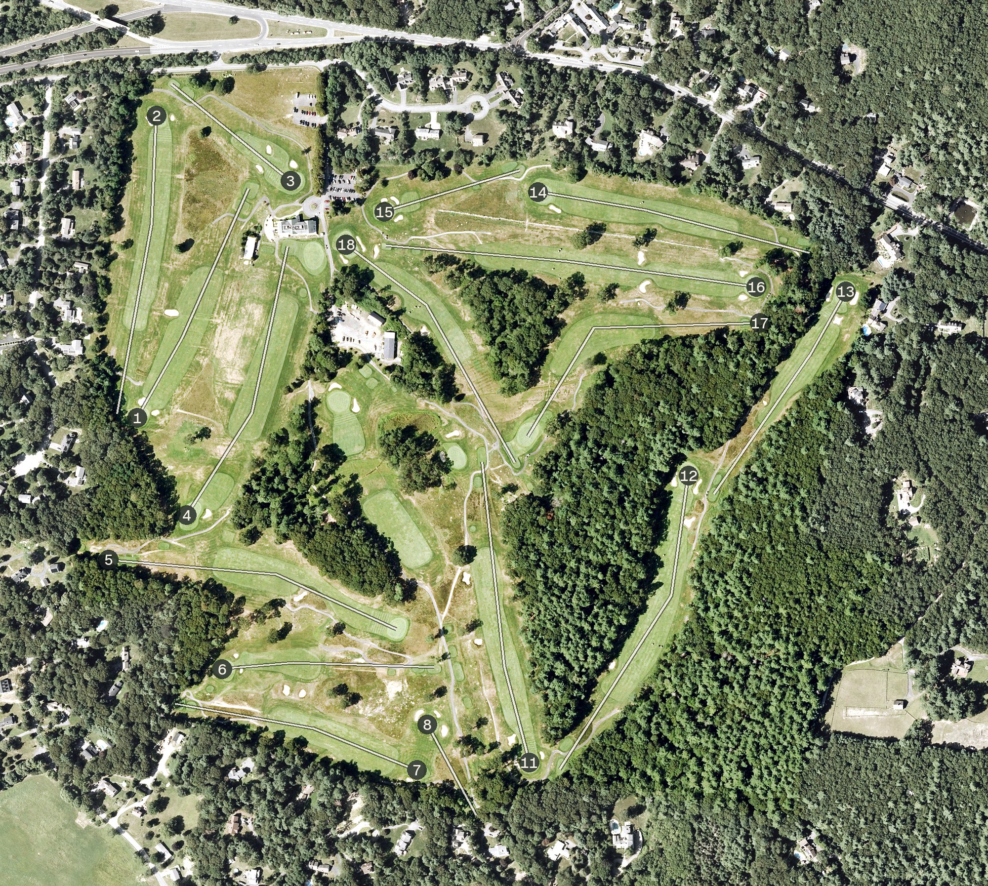 Aerial view of Plymouth Country Club, MA