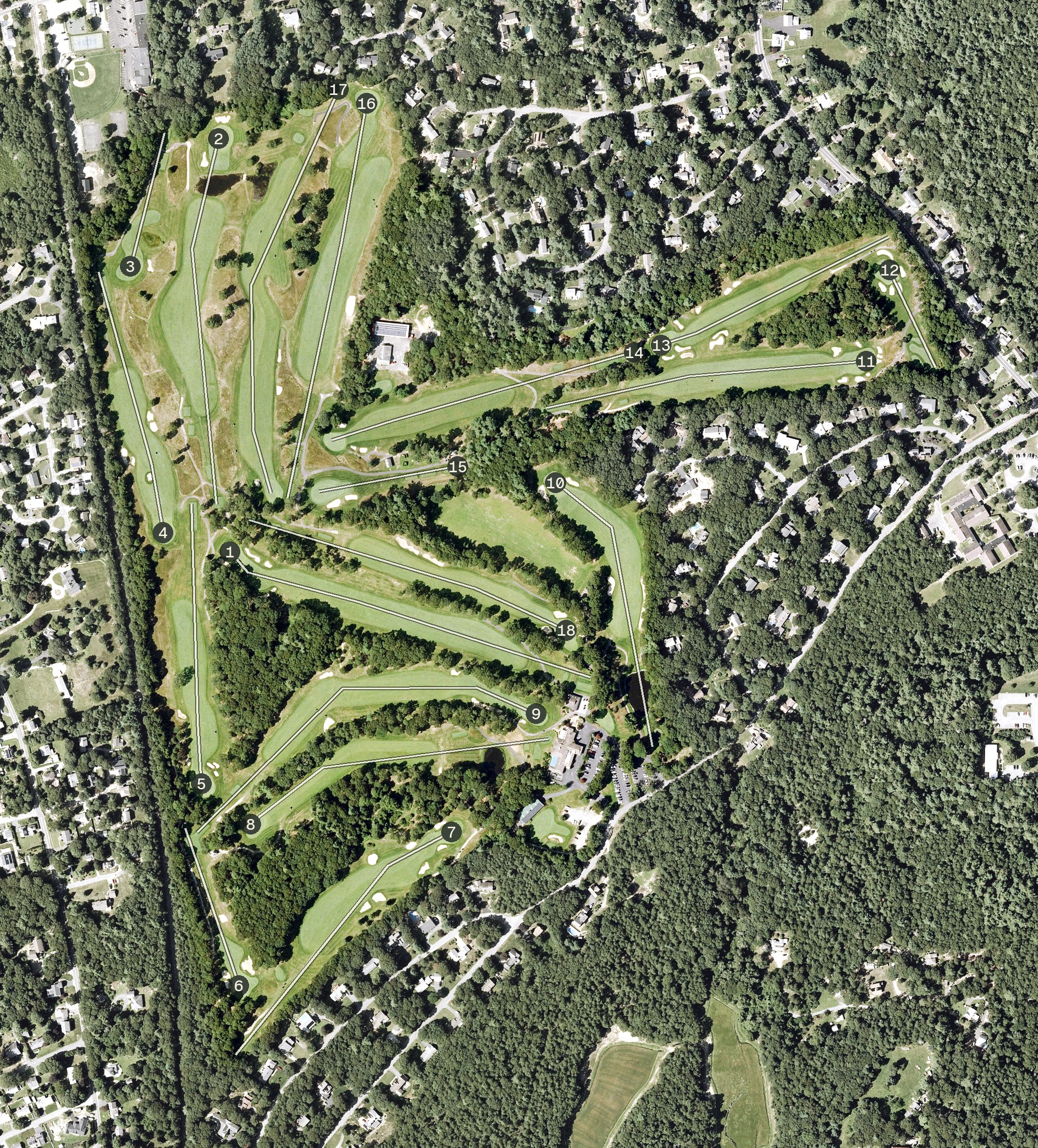 Aerial view of Pocasset Golf Club, MA