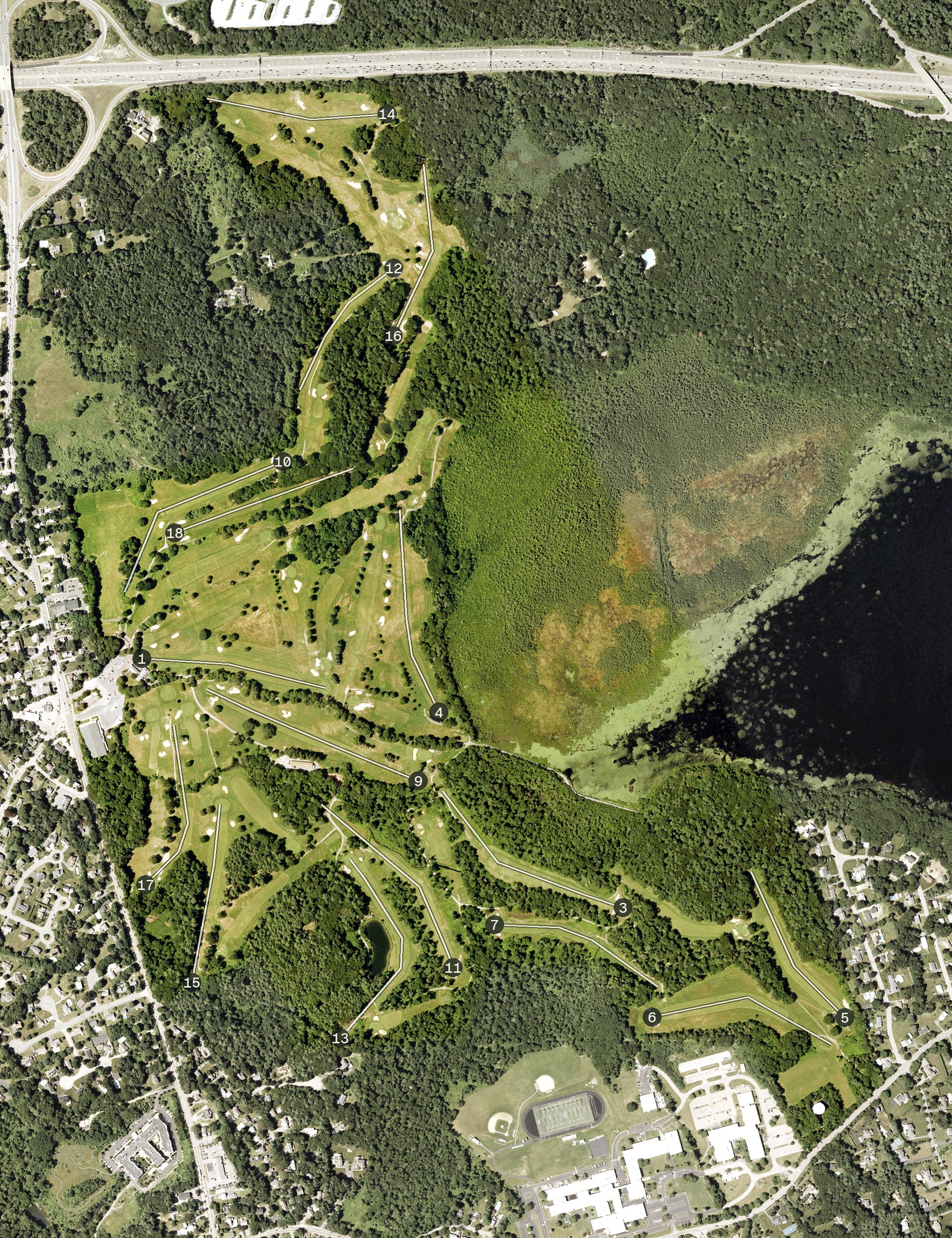 Aerial view of Ponkapoag Golf Course, MA