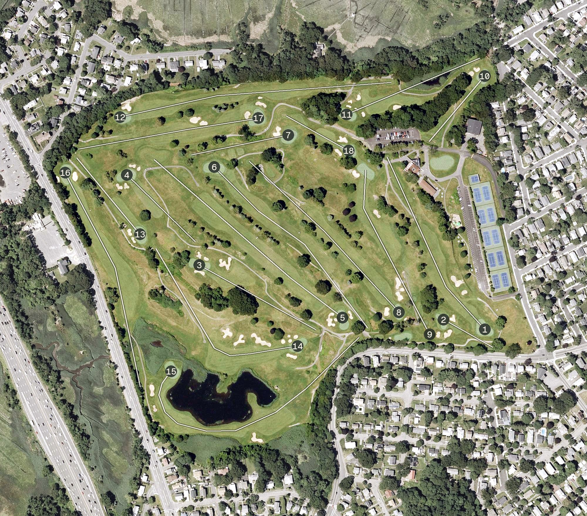 Aerial view of Presidents Golf Course, MA