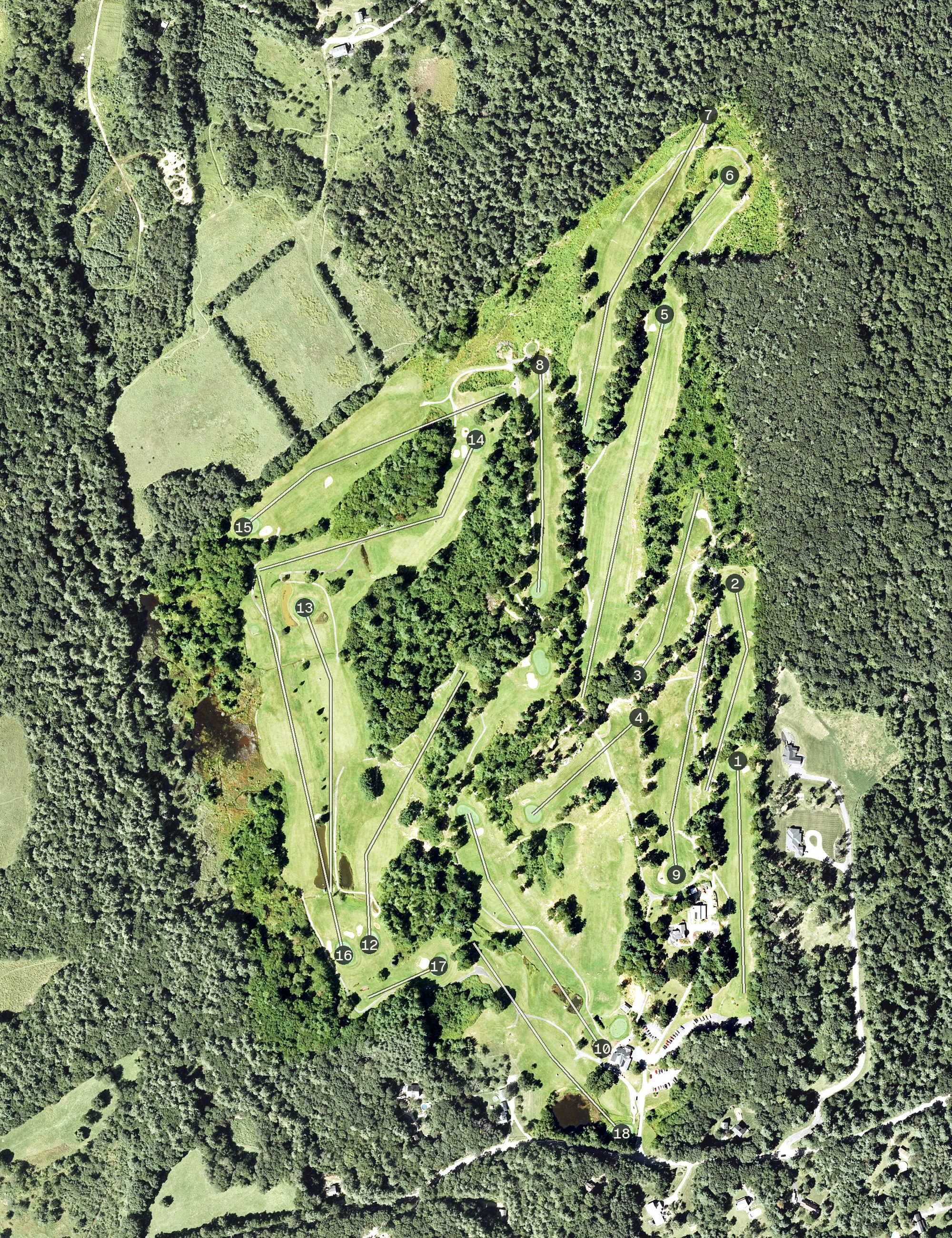 Aerial view of Quail Hollow Golf & Country Club, MA