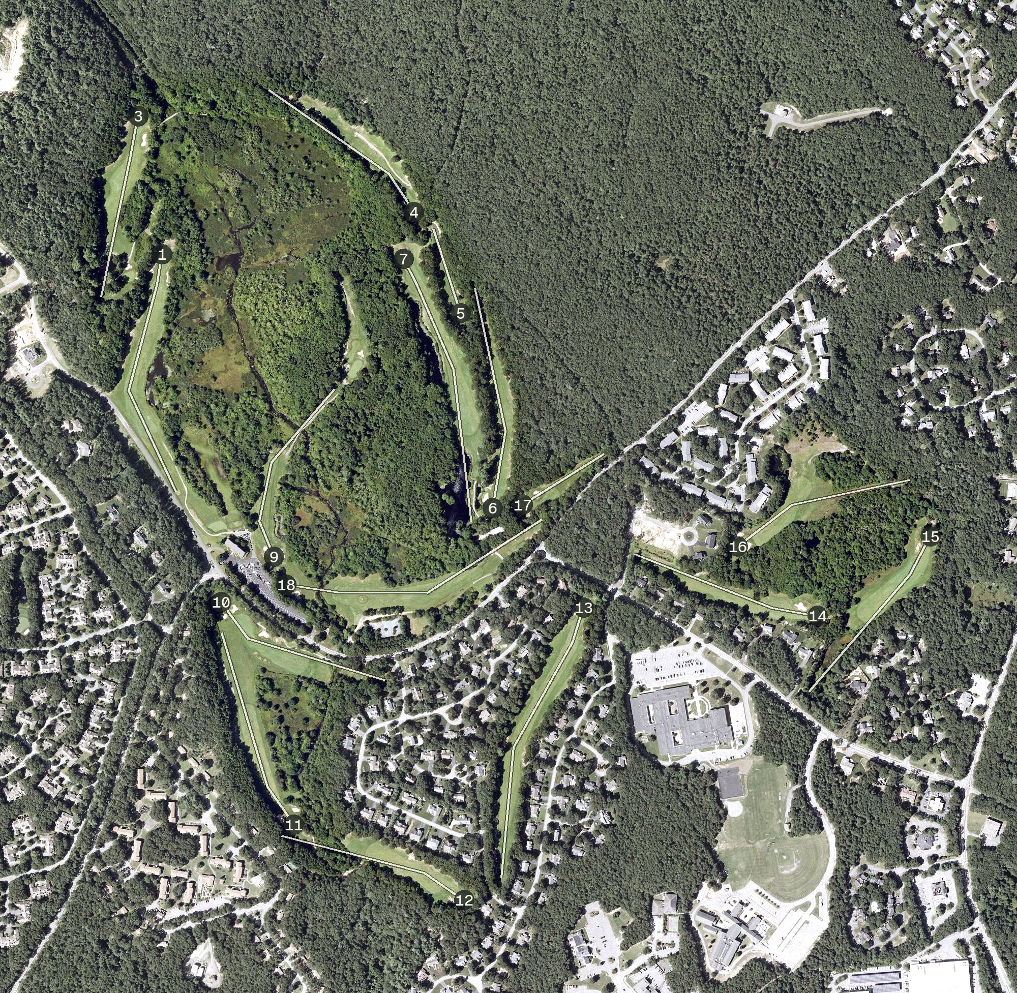 Aerial view of Quashnet Valley Golf Course, MA
