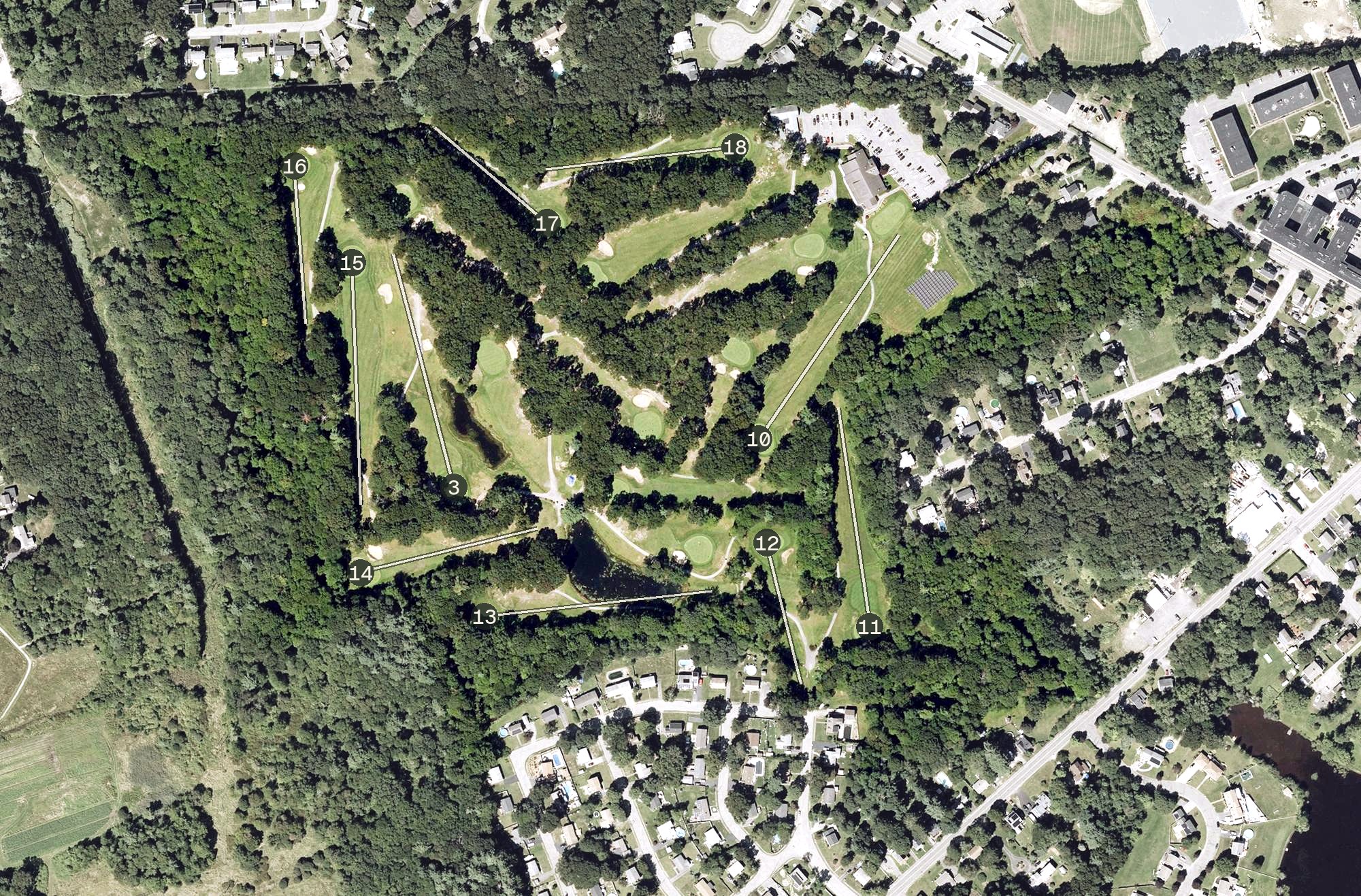 Aerial view of Rockland Golf Course, MA