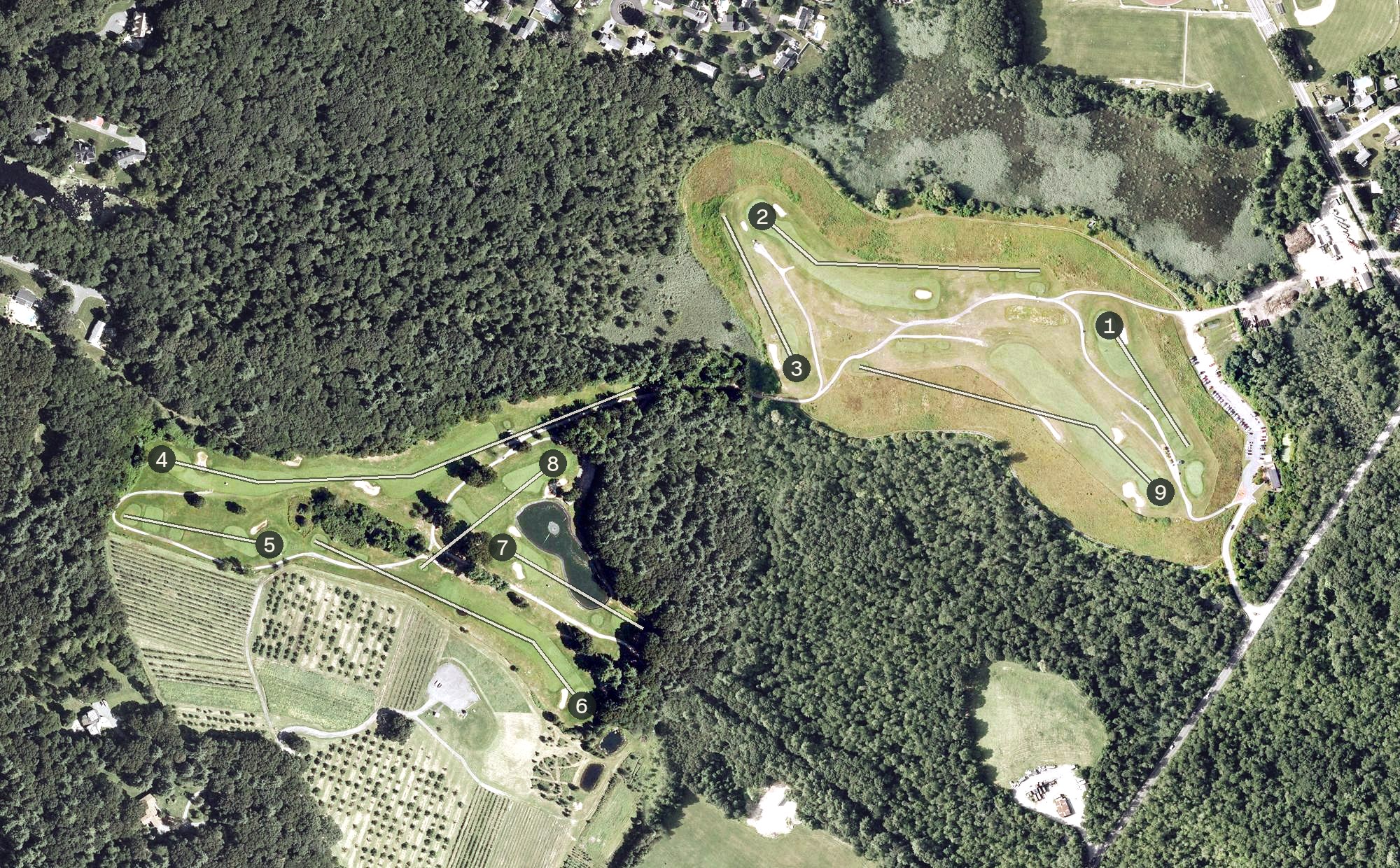 Aerial view of Sassamon Trace Golf Course, MA