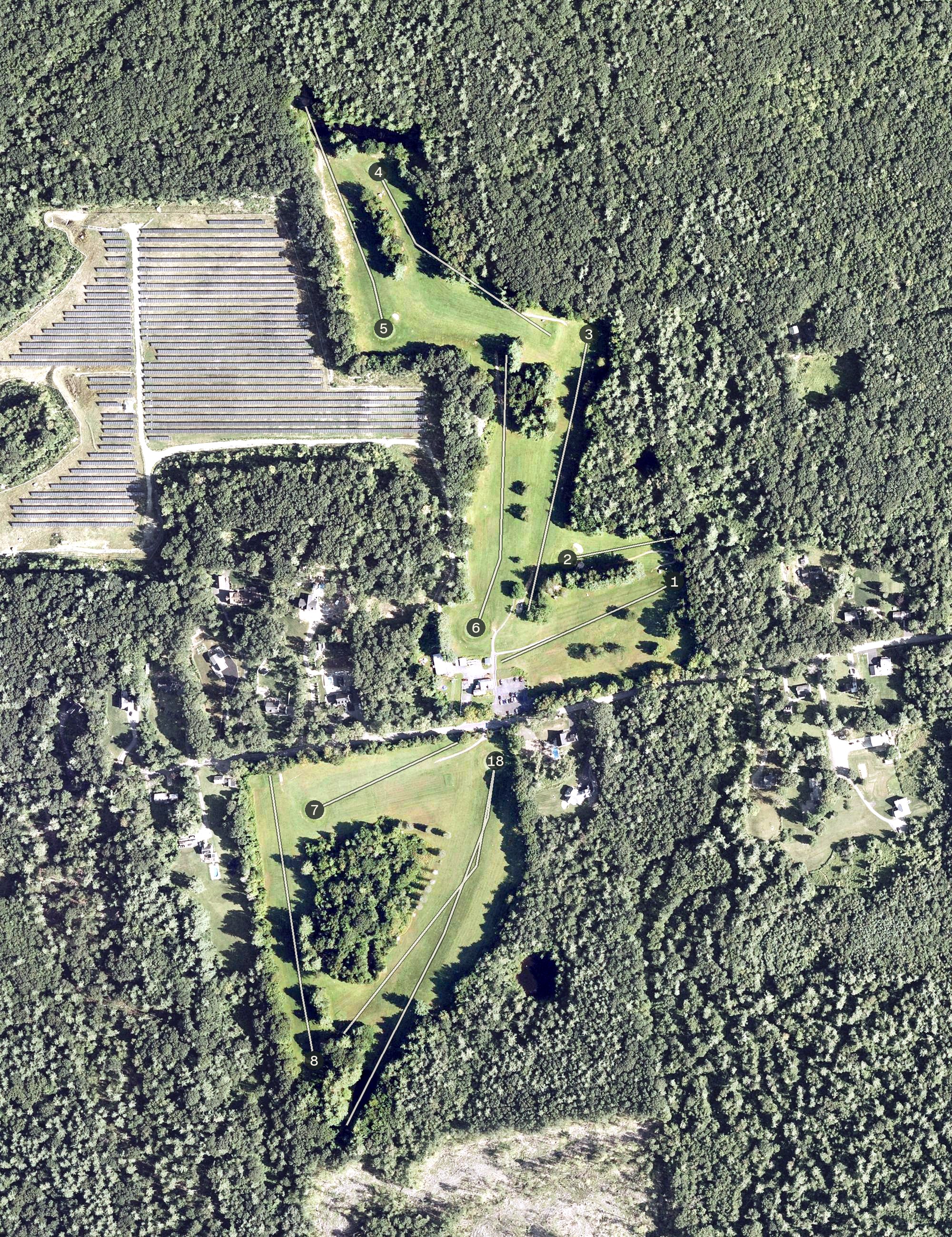 Aerial view of Settlers Crossing Golf Course, MA