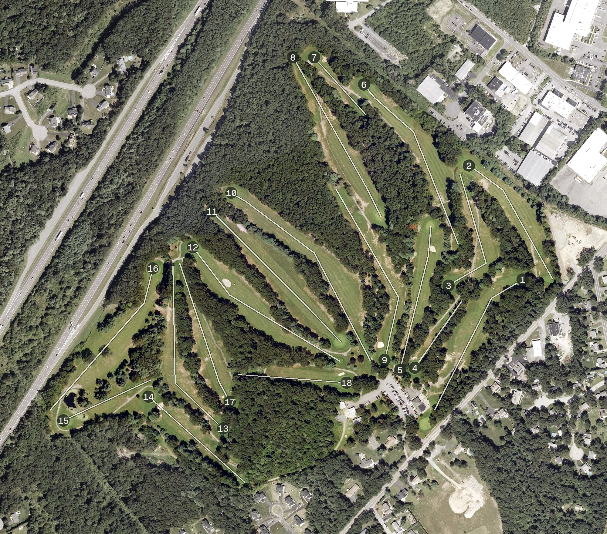 Aerial view of Stone-E-Lea Golf Course, MA