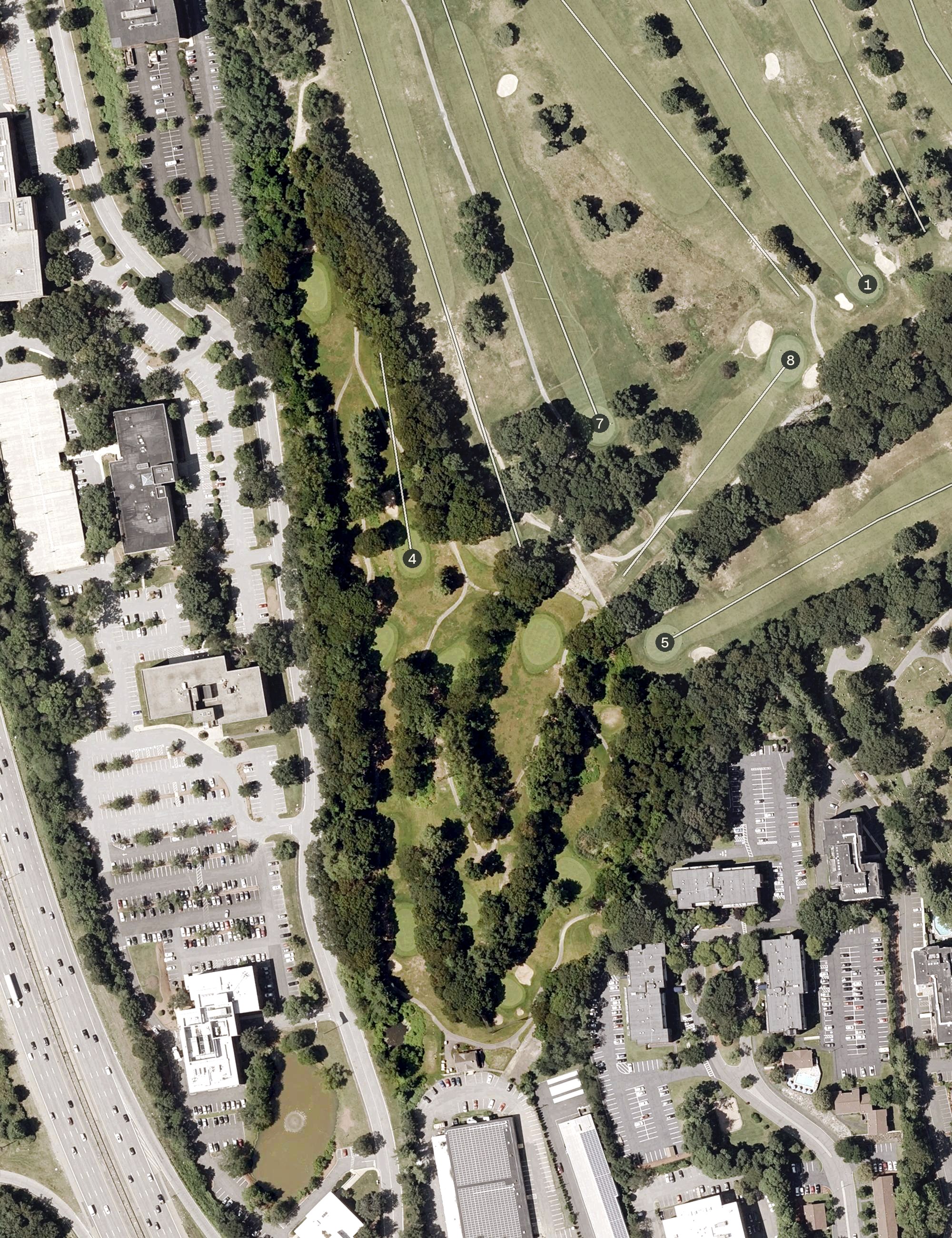 Aerial view of Stoneham Oaks Golf Course, MA