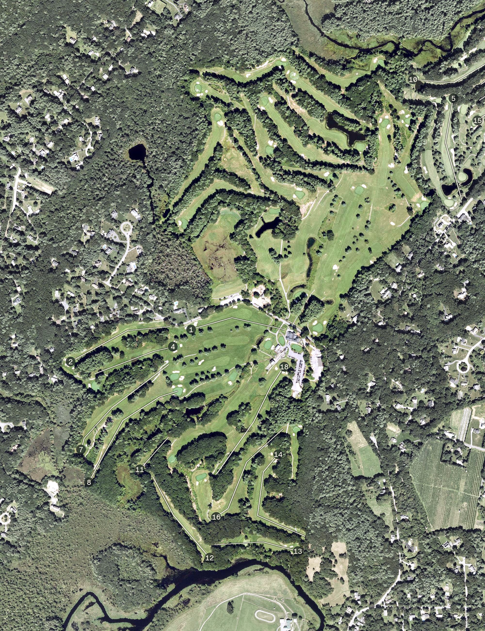 Aerial view of Stow Acres Country Club, MA