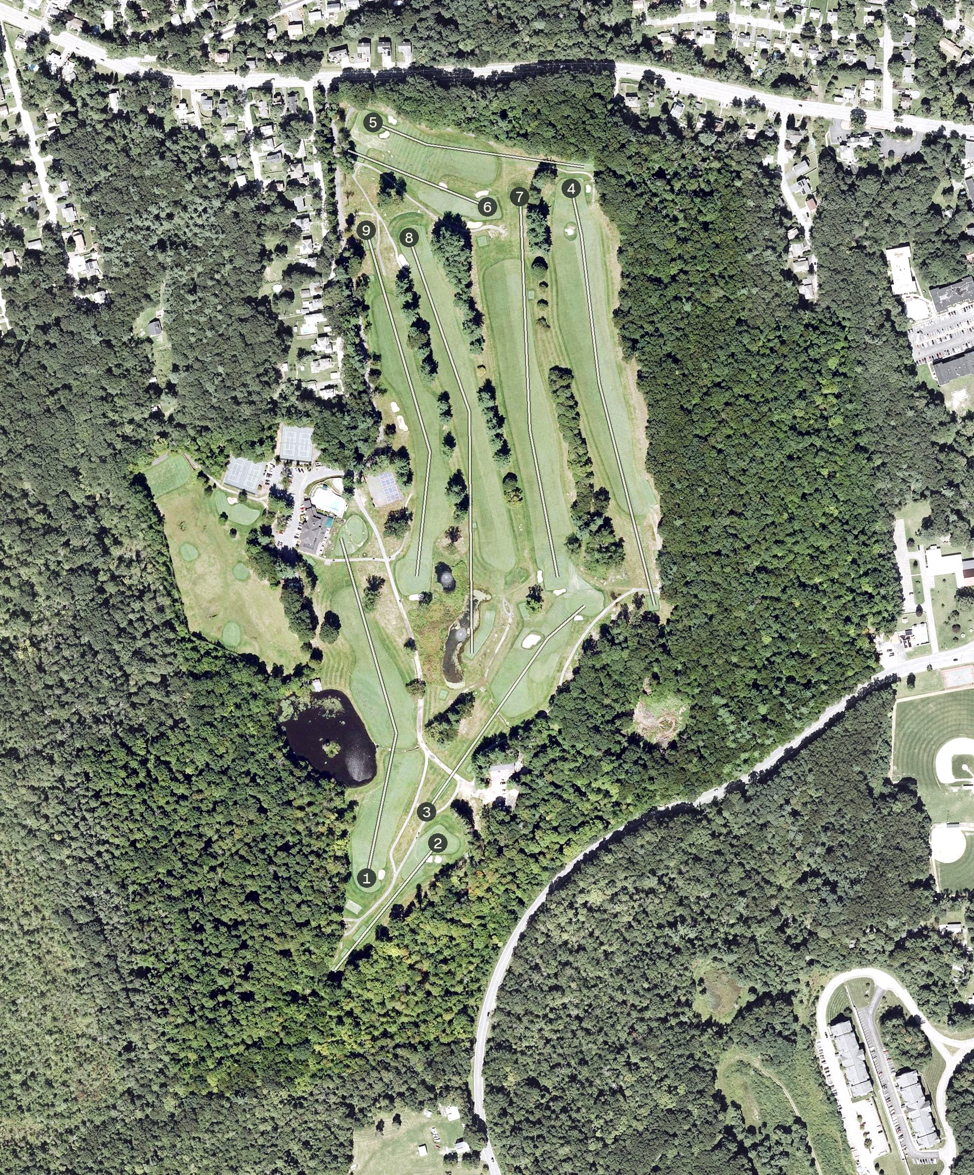 Aerial view of Tatnuck Country Club, MA