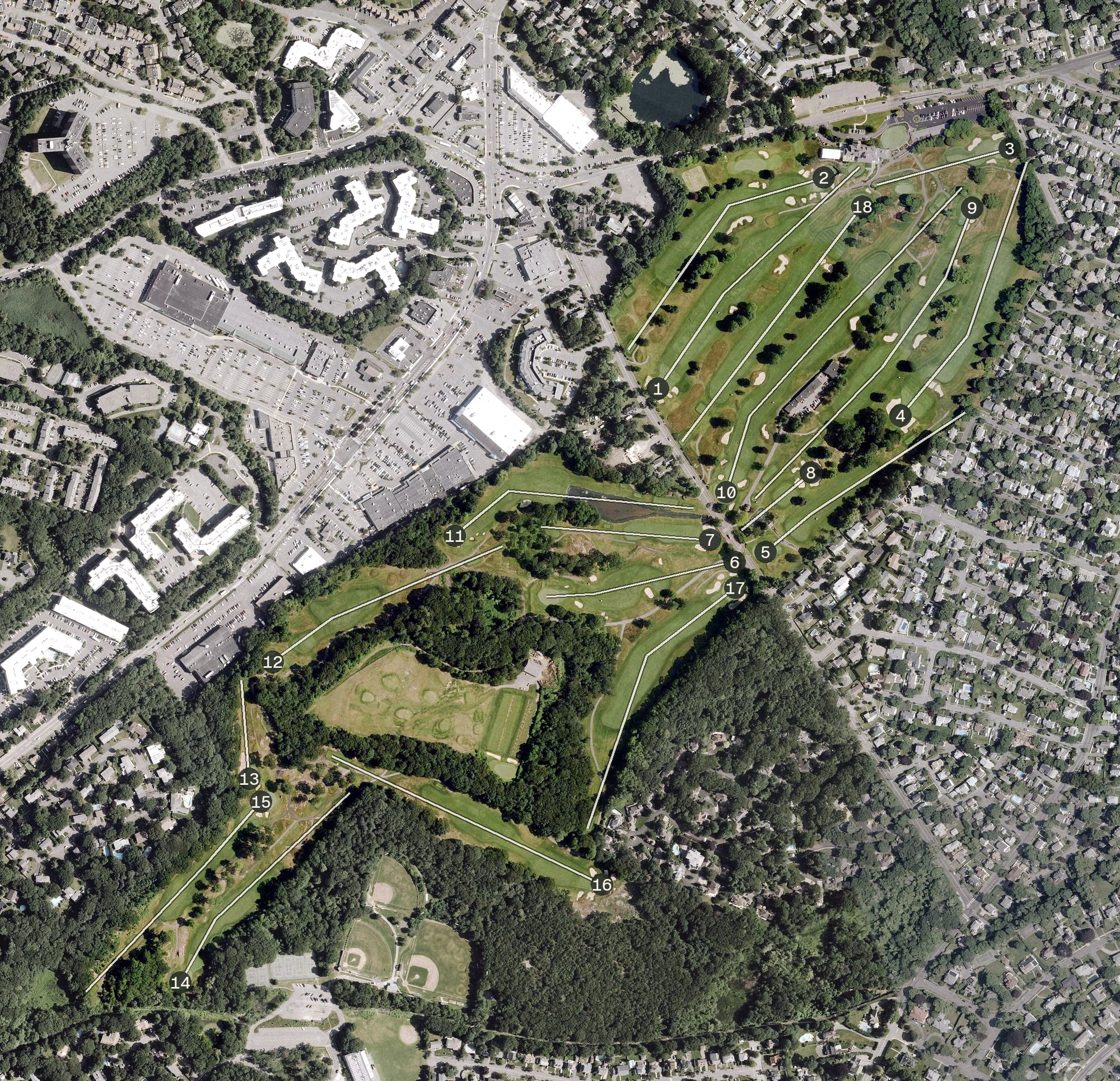 Aerial view of Tedesco Country Club, MA