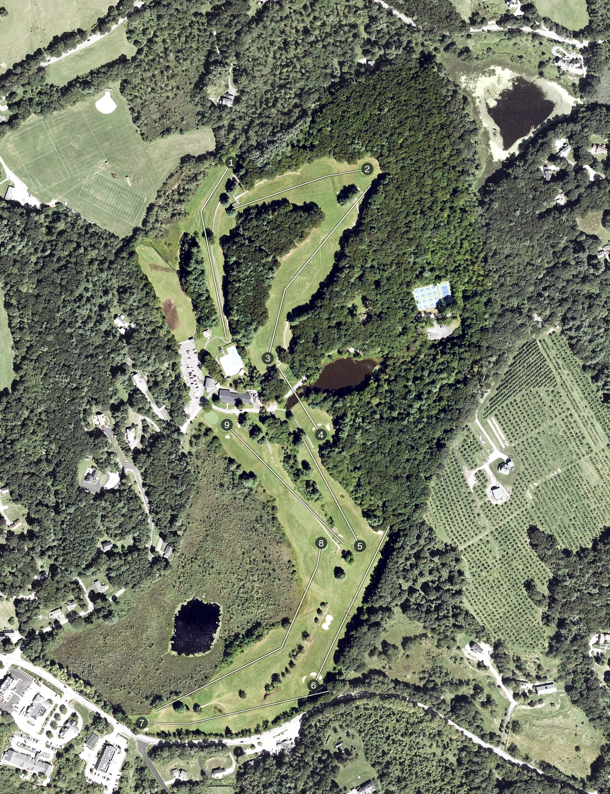 Aerial view of The Groton Pool and Golf Center, MA