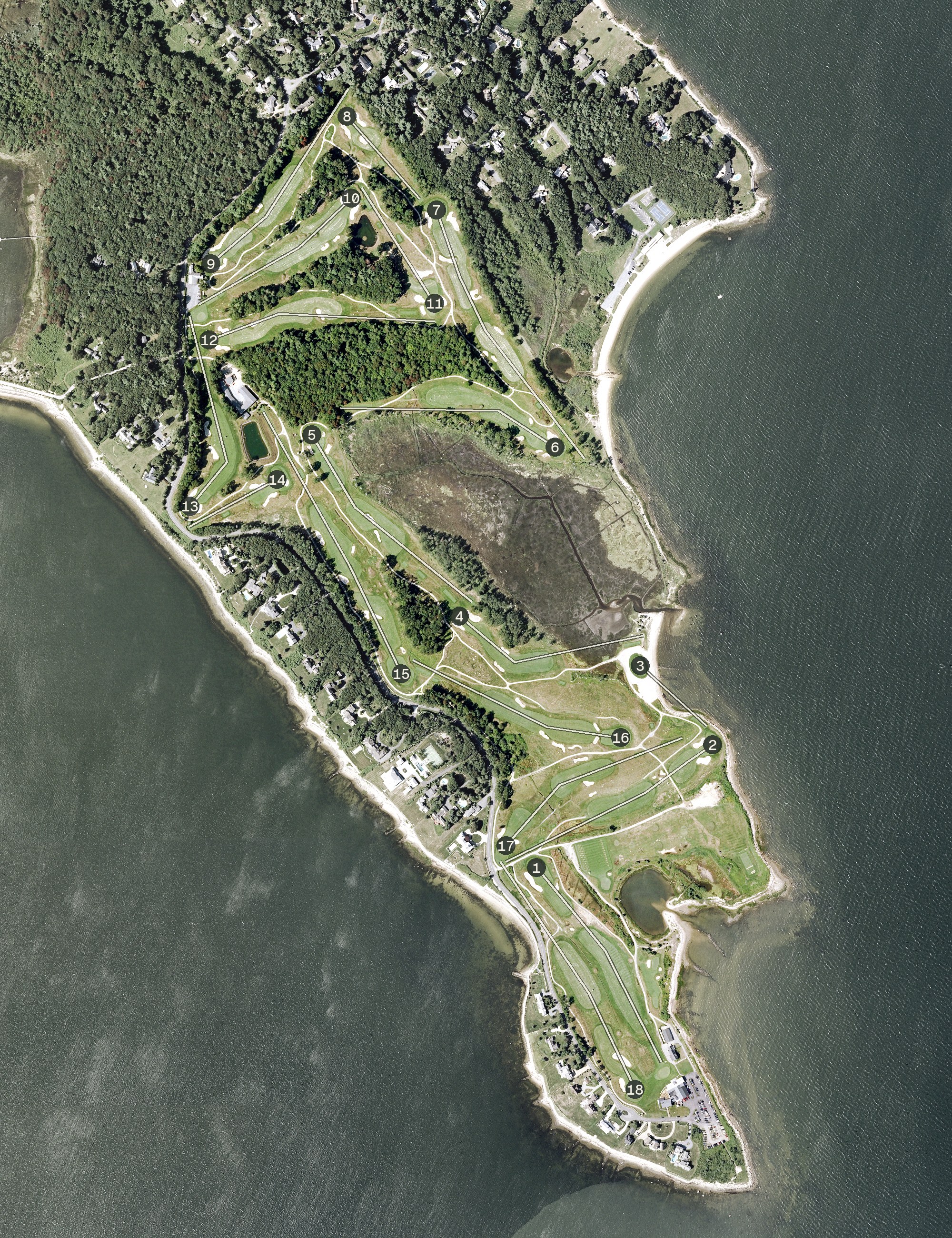 Aerial view of The Kittansett Club, MA