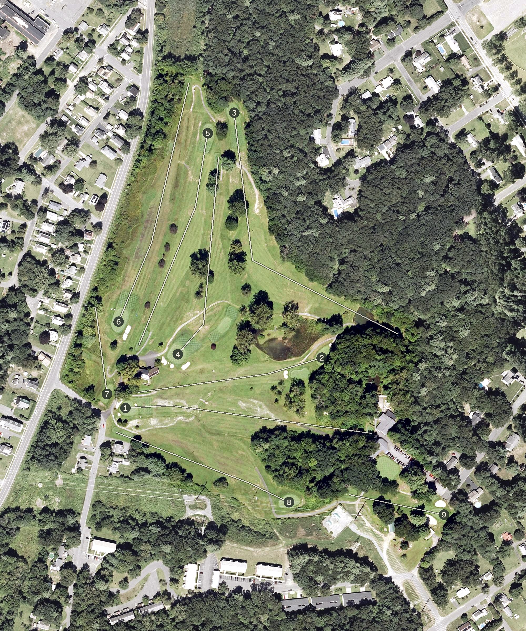 Aerial view of Thomas Memorial Golf And Country Club, MA