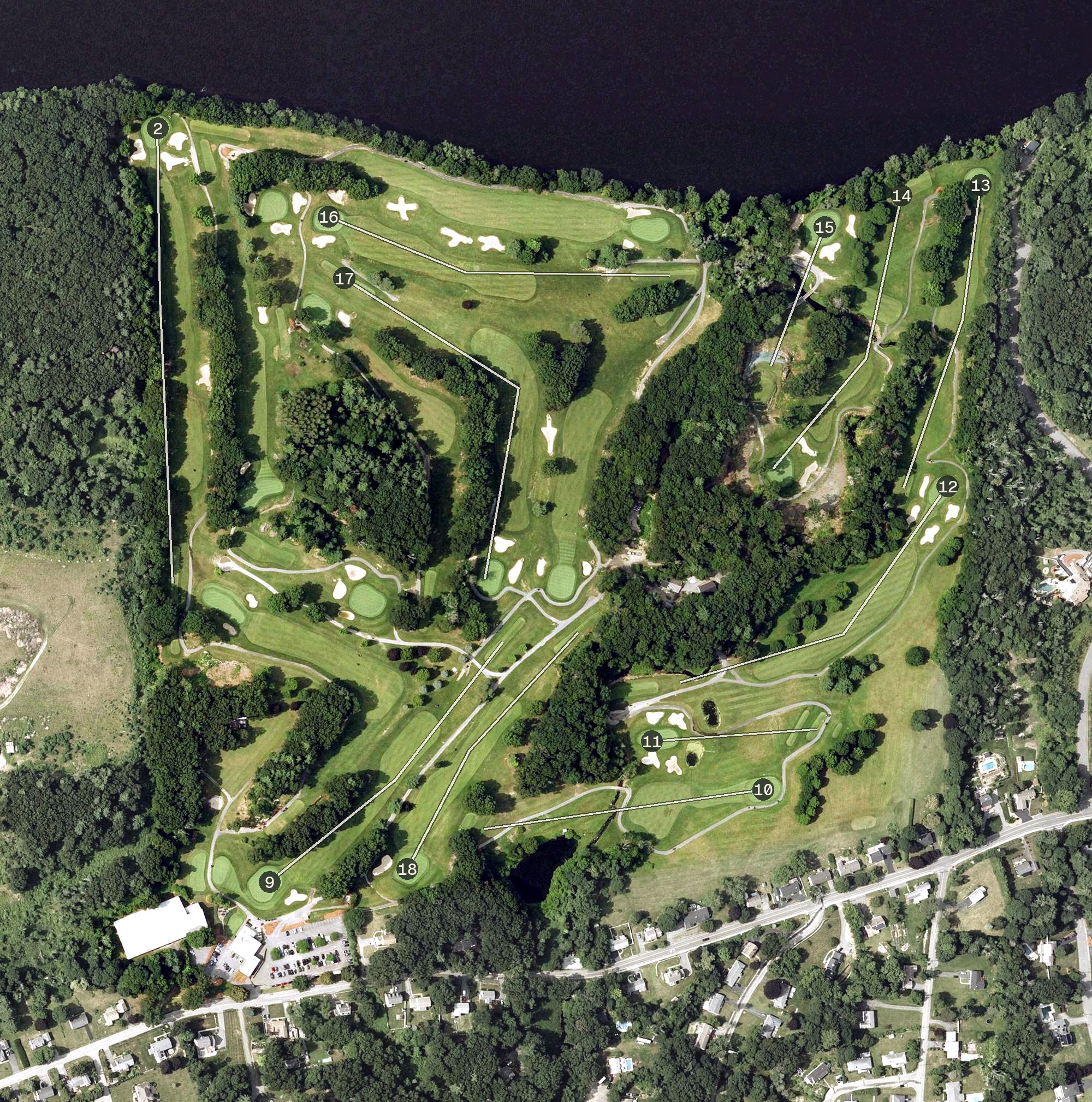 Aerial view of Trull Brook Golf Course, MA