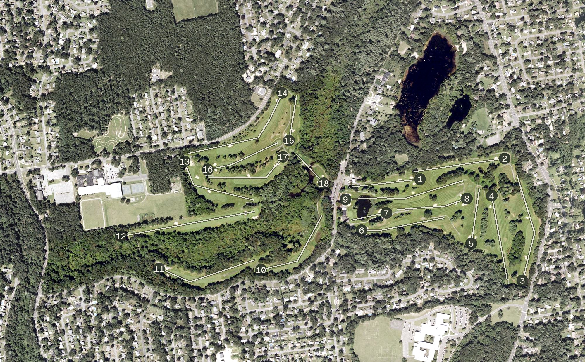 Aerial view of Veterans Memorial Golf Course, MA