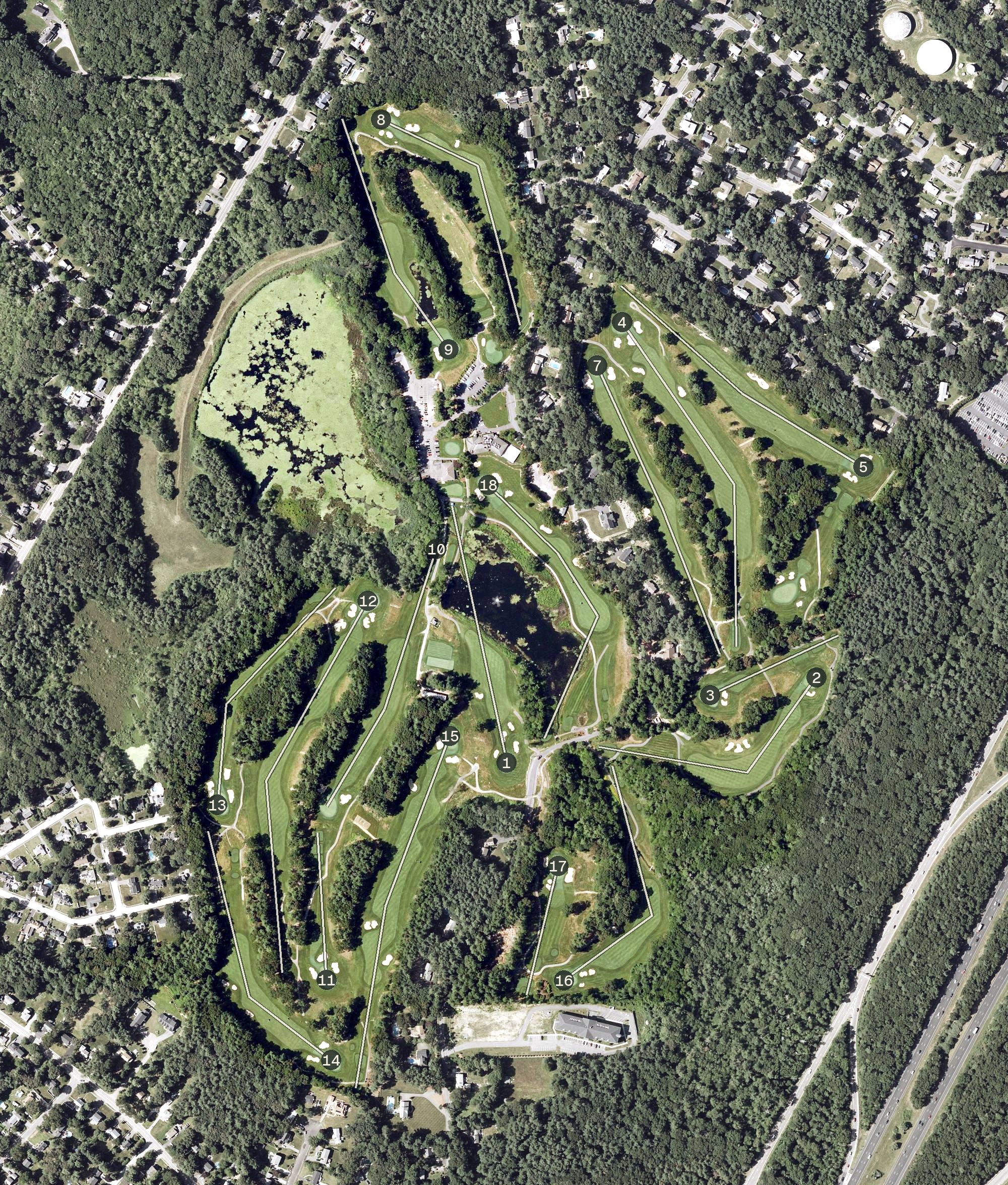Aerial view of Walpole Country Club, MA