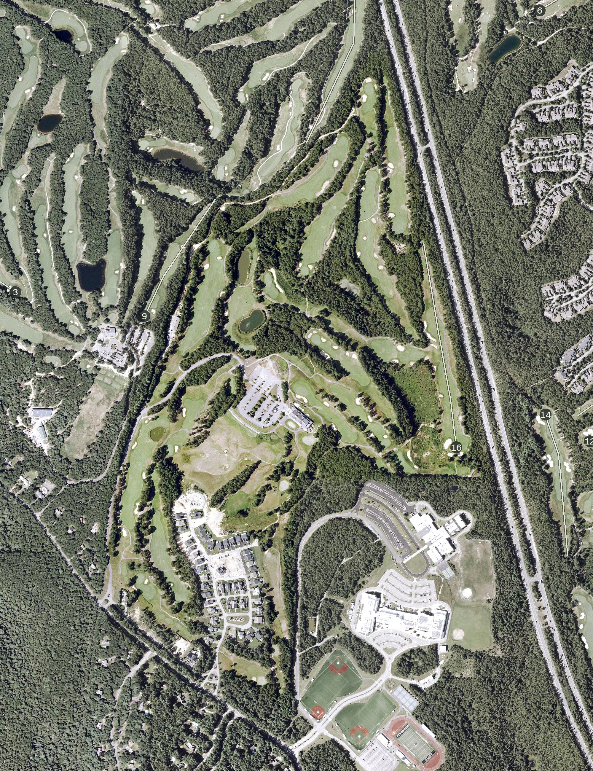 Aerial view of Waverly Oaks Golf Club, MA