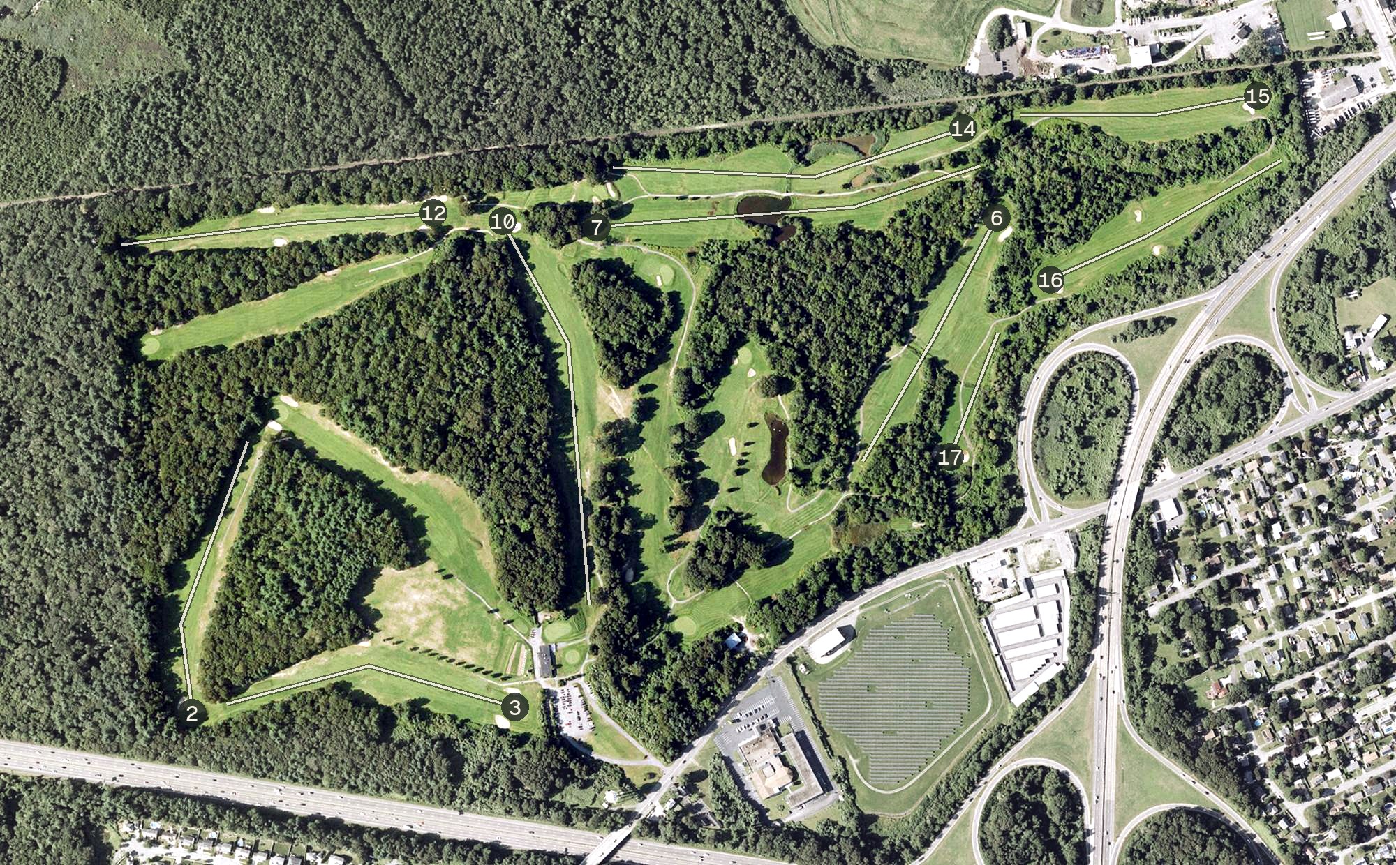 Aerial view of Whaling City Golf Course, MA