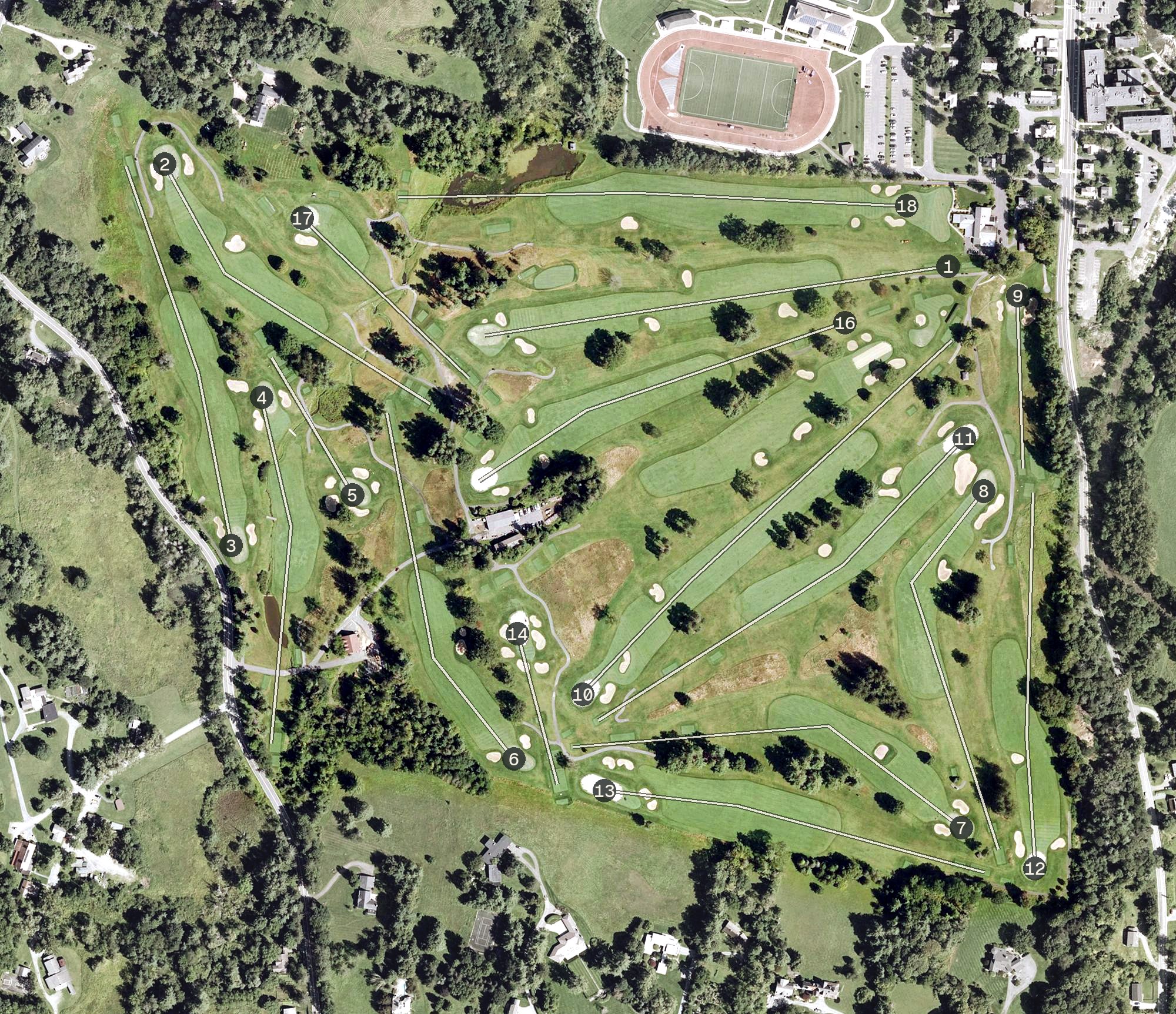 Aerial view of Williams College Taconic Golf Course, MA