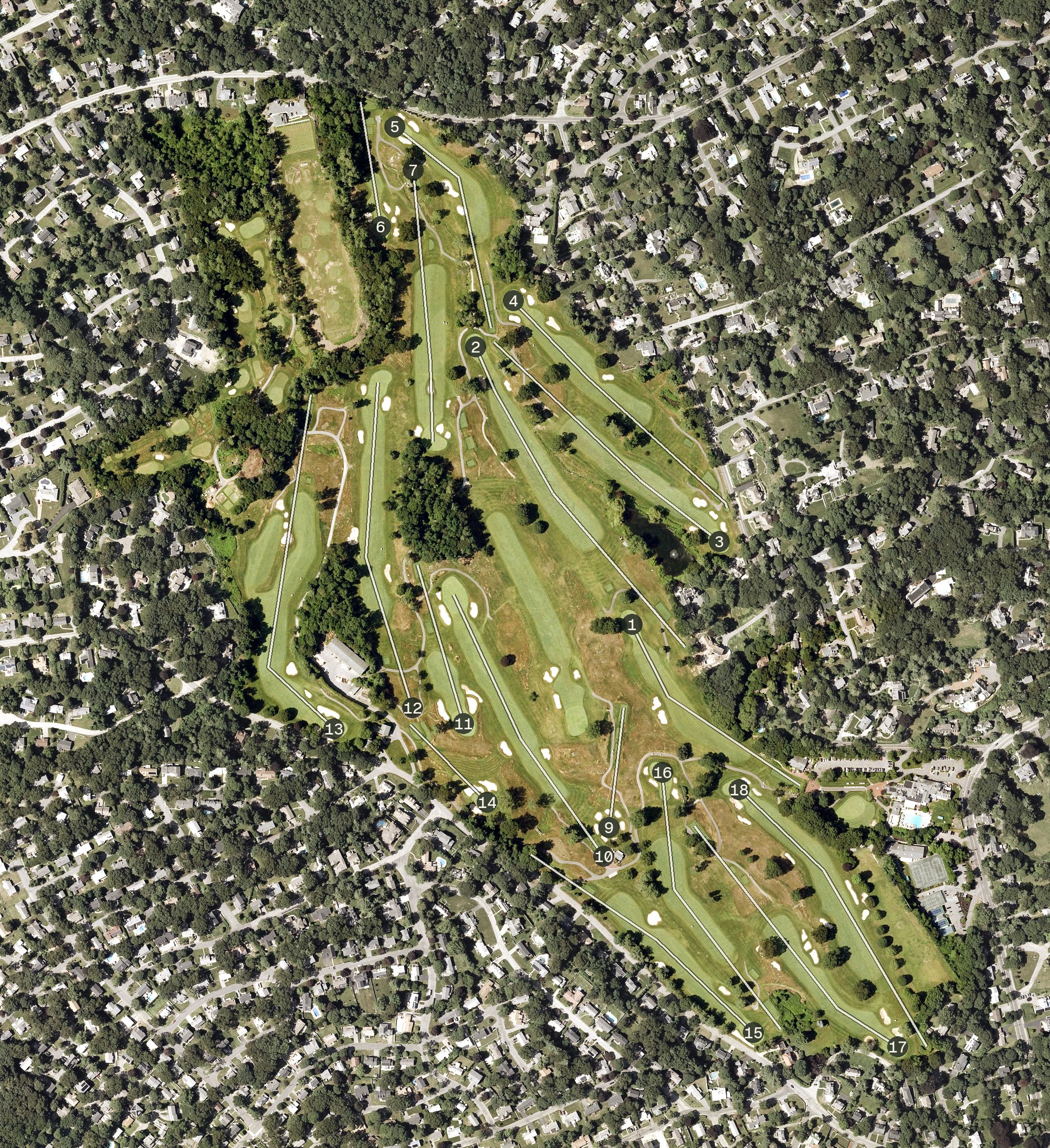Aerial view of Winchester Country Club, MA