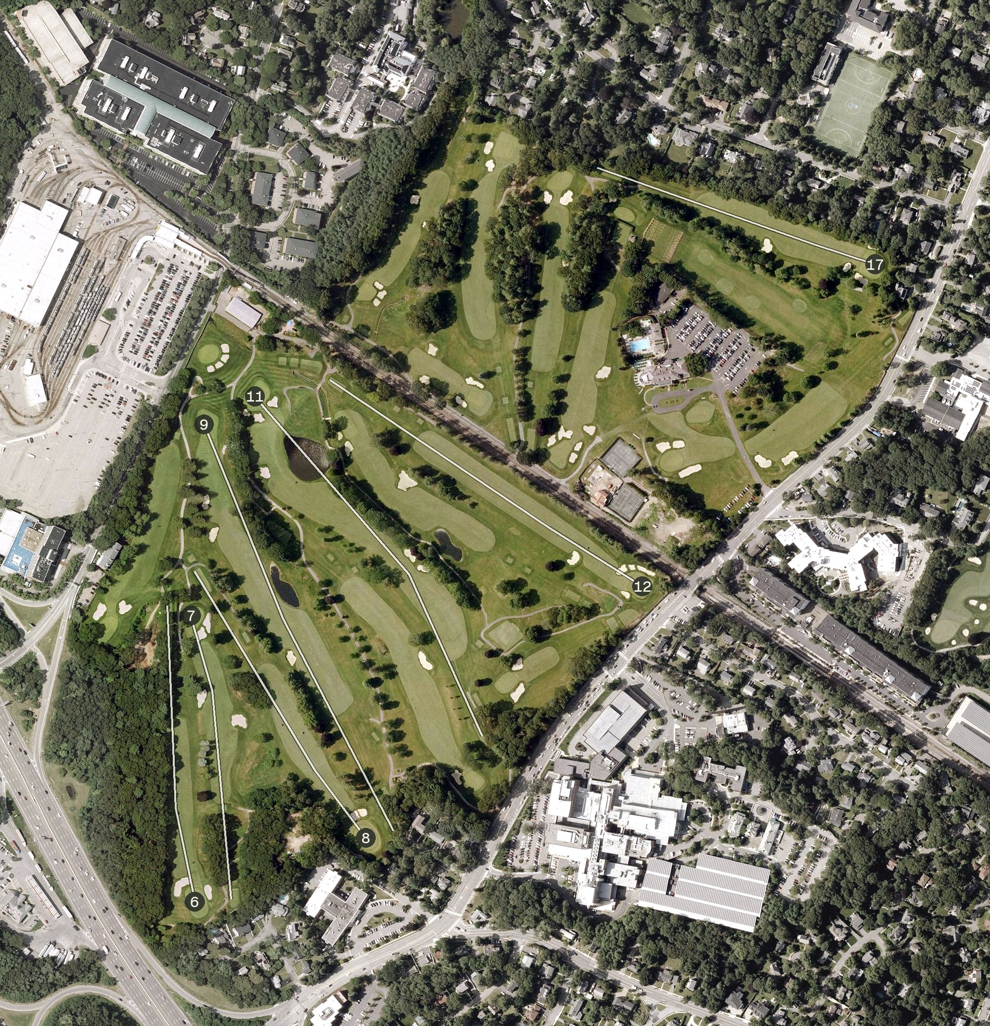 Aerial view of Woodland Golf Club, MA