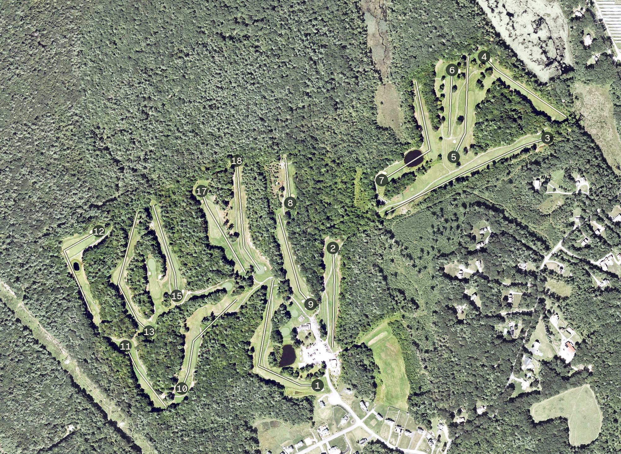 Aerial view of Woods of Westminster Golf Course, MA