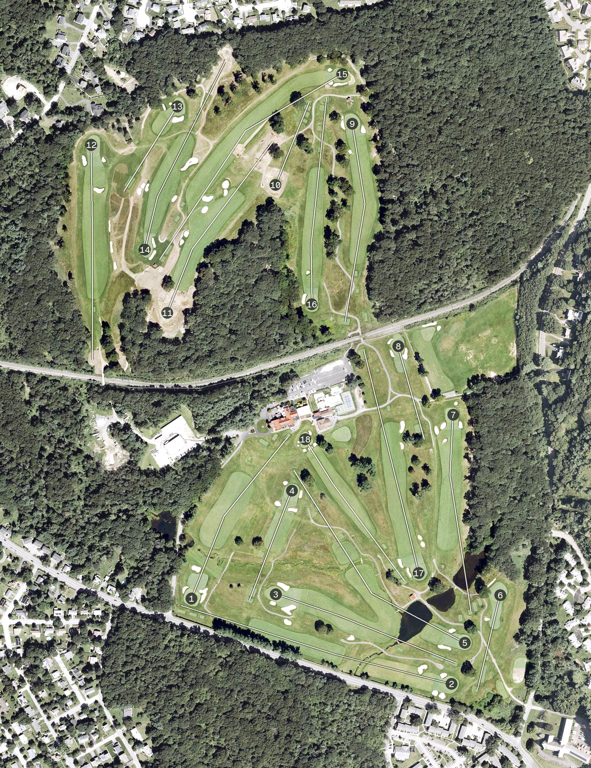 Aerial view of Worcester Country Club, MA