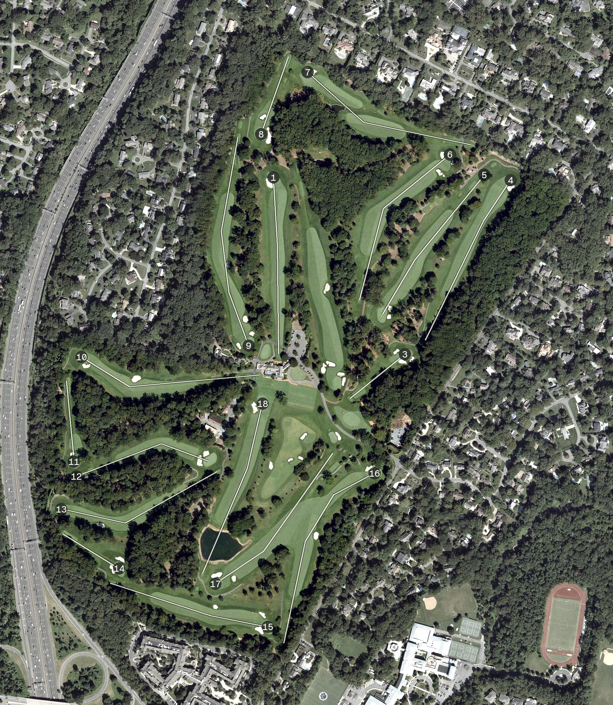 Aerial view of Burning Tree Country Club, MD