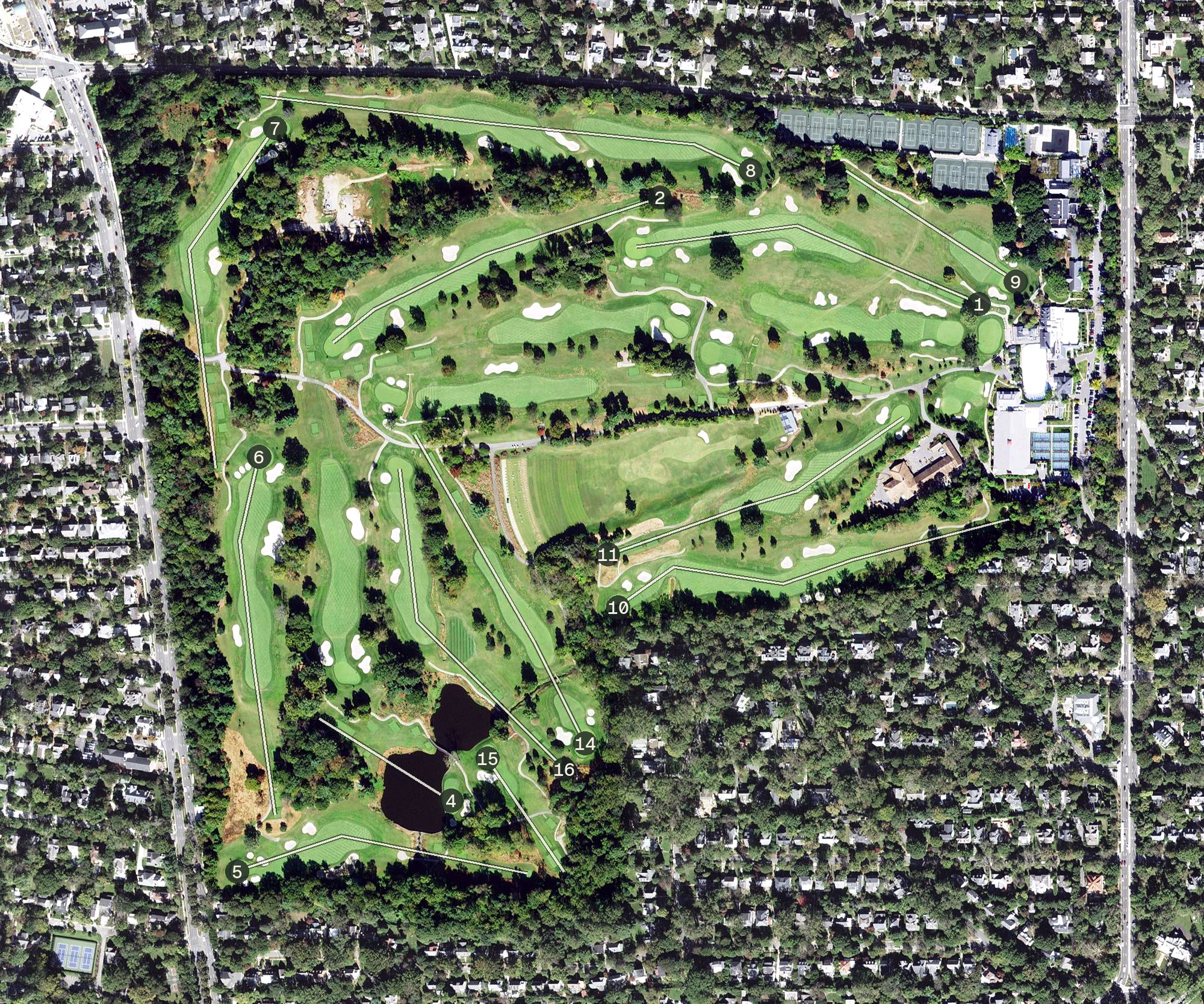 Aerial view of Chevy Chase Club, MD