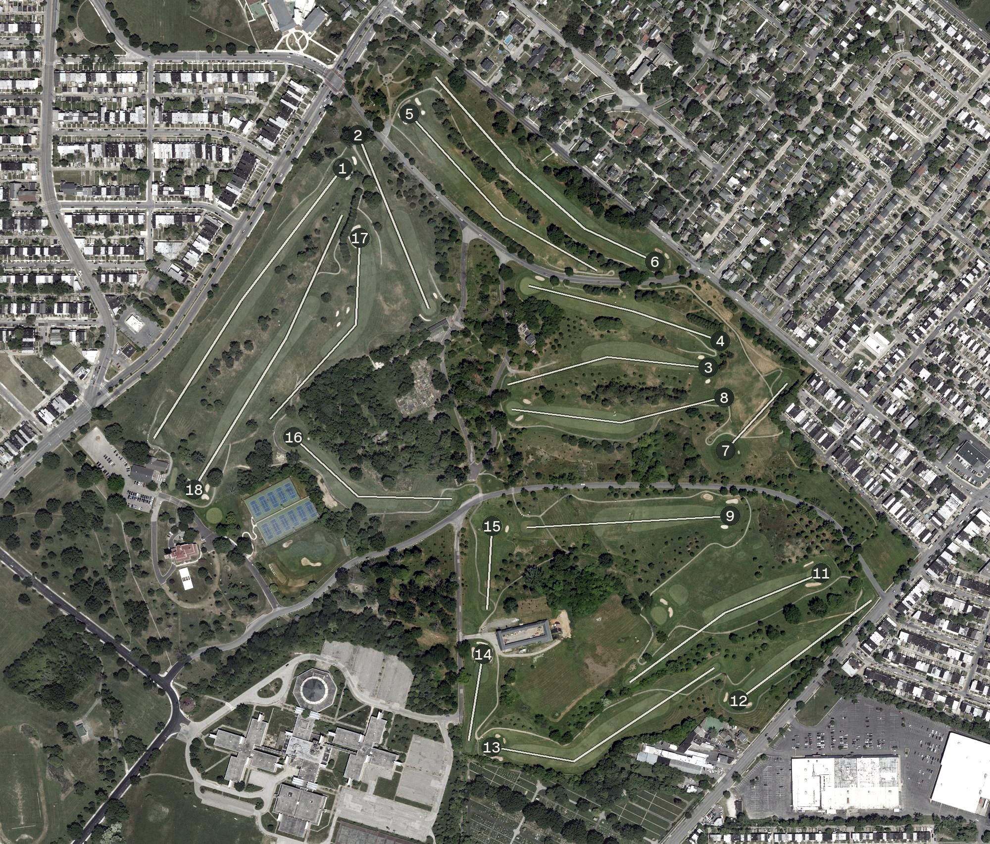 Aerial view of Clifton Park Golf Course, MD