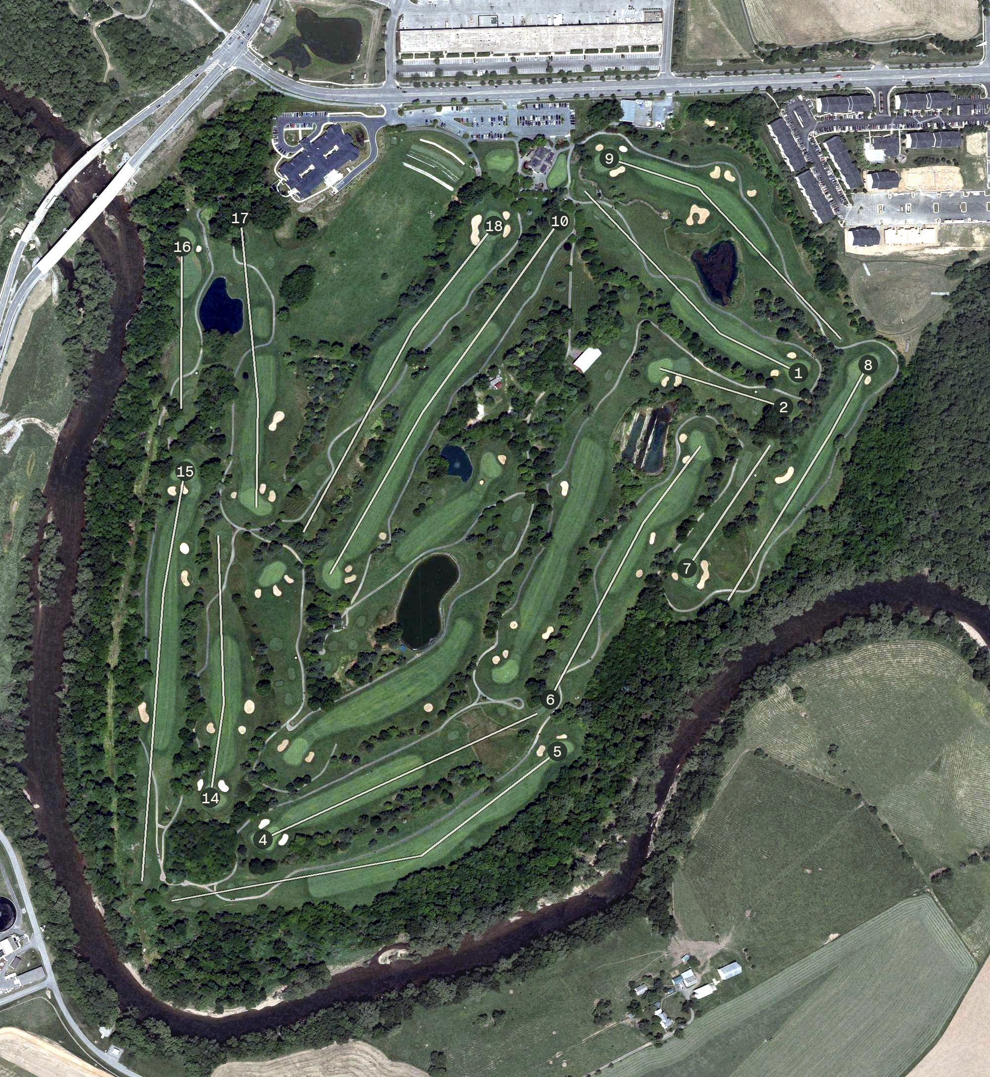 Aerial view of Clustered Spires Golf Course, MD