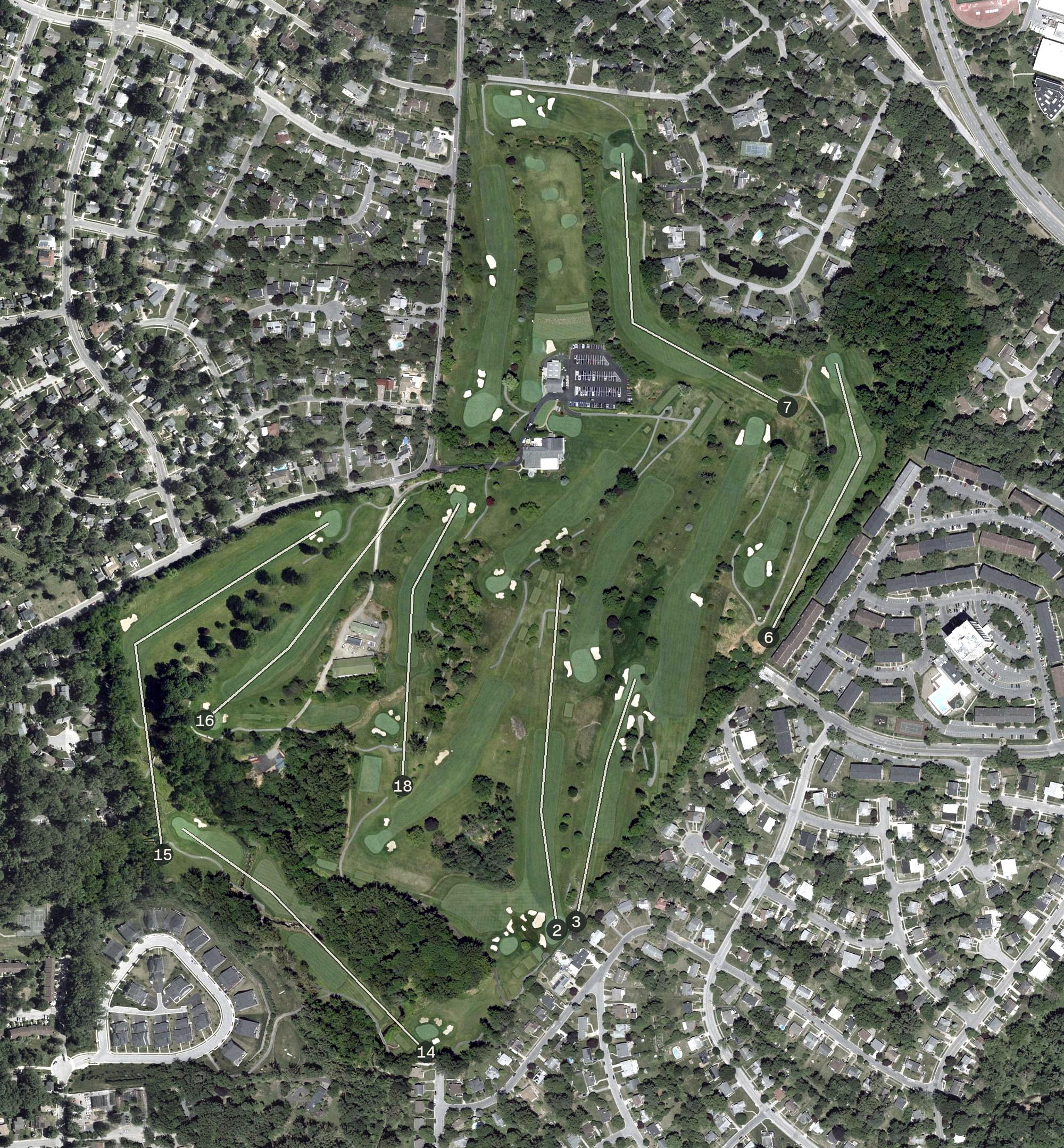 Aerial view of Country Club of Maryland, MD