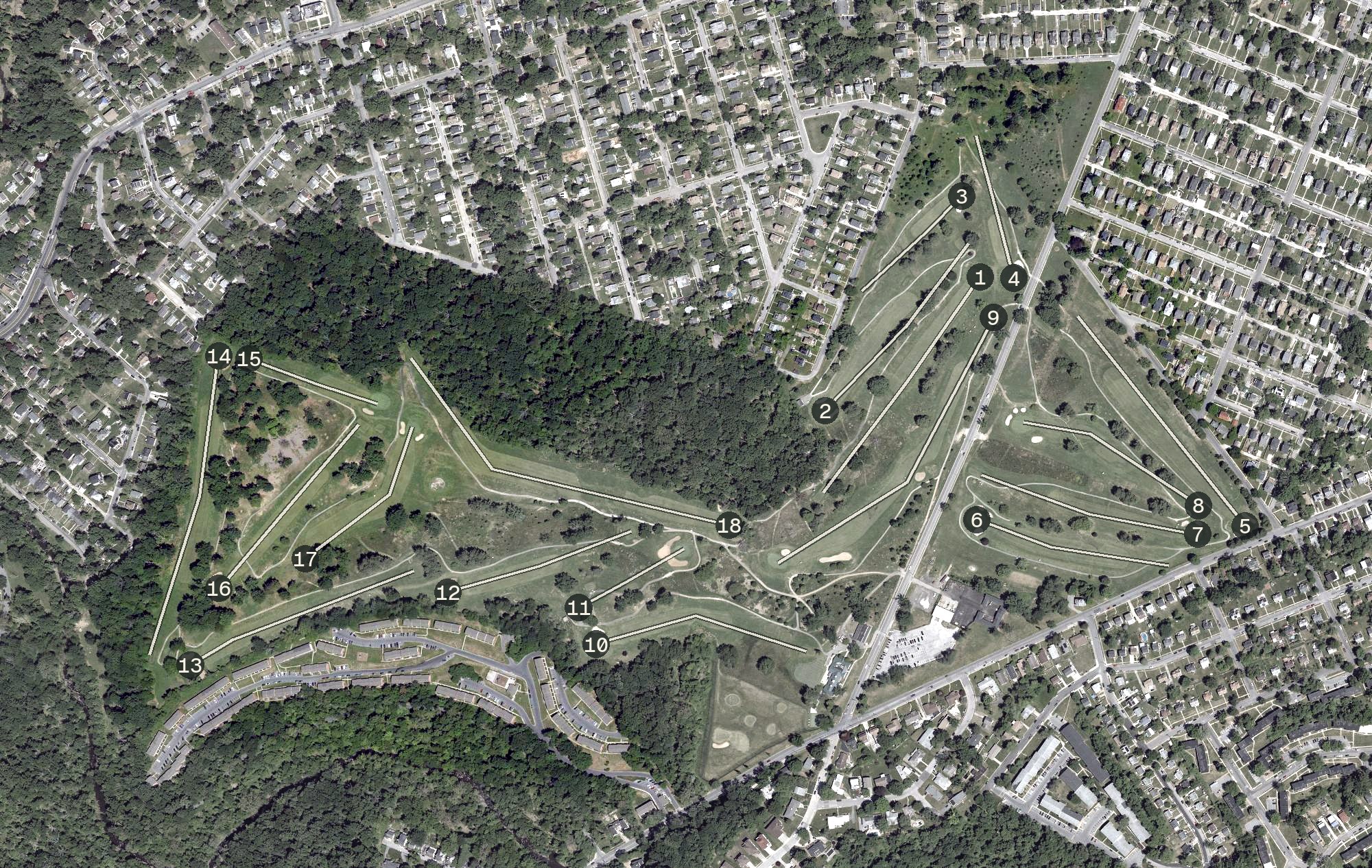 Aerial view of Forest Park Golf Course, MD
