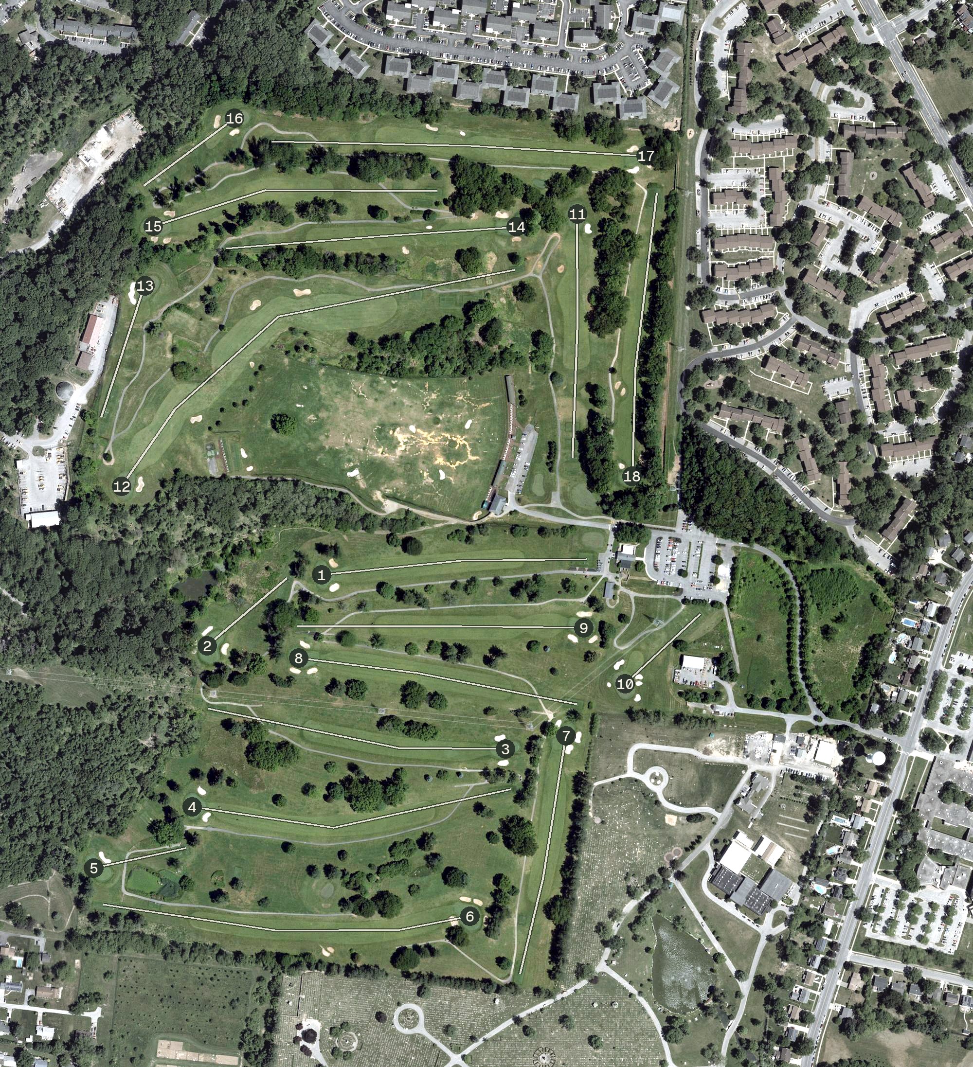 Aerial view of Fox Hollow Golf Course, MD