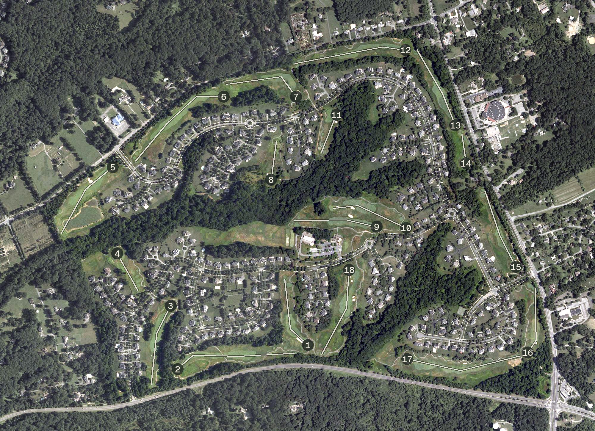 Aerial view of Hampshire Greens Golf Course, MD