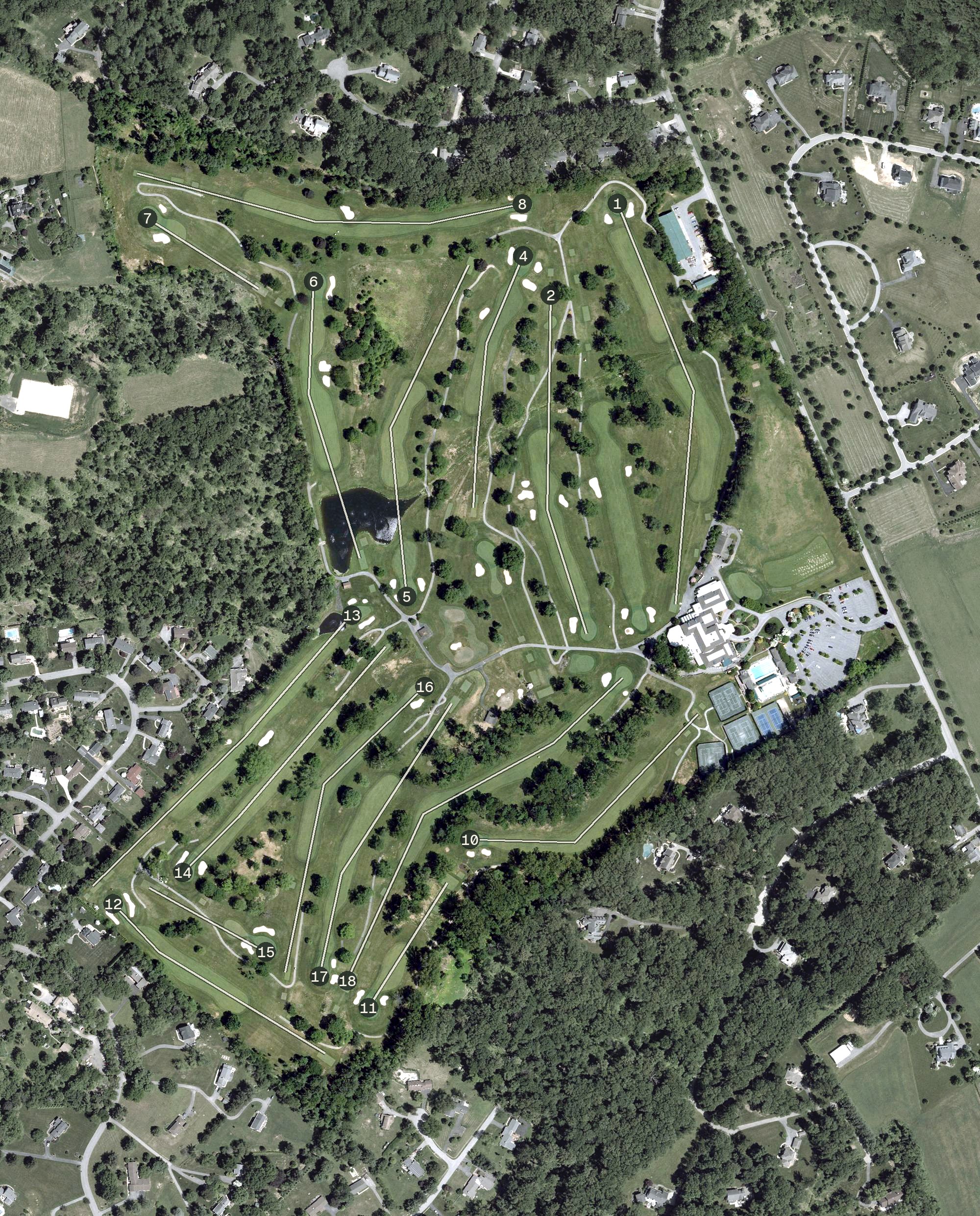 Aerial view of Hillendale Country Club, MD