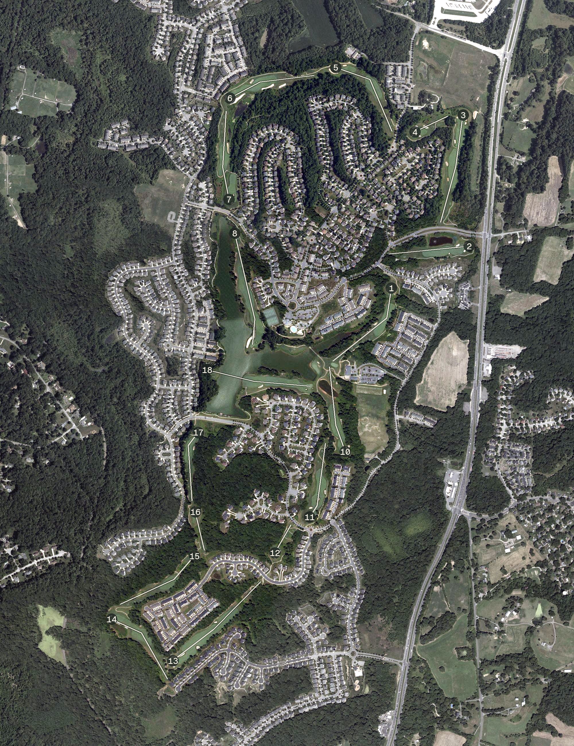Aerial view of Lake Presidential Golf Course, MD