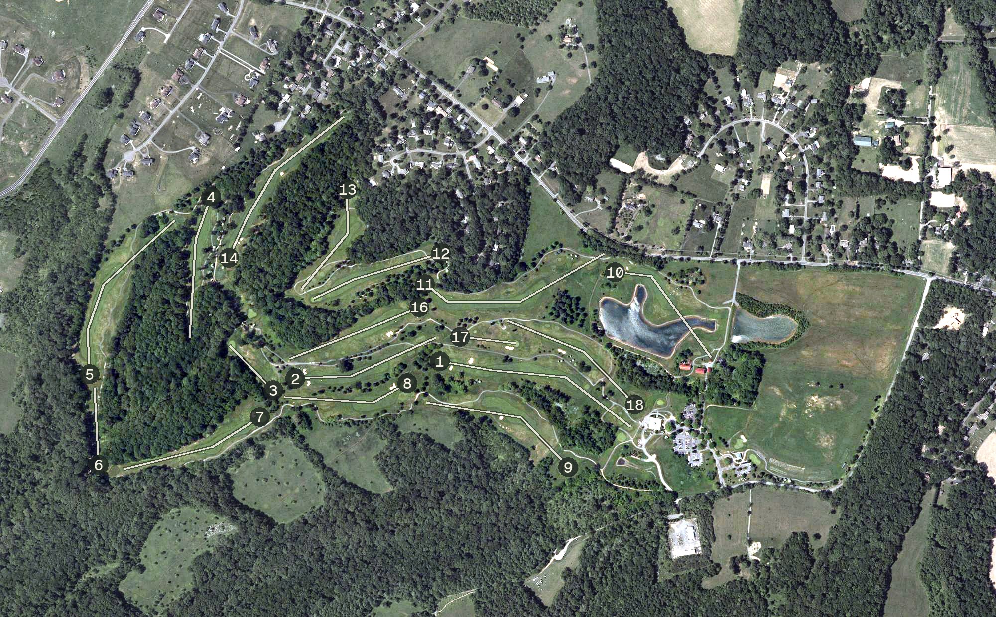 Aerial view of Little Bennett Golf Course, MD