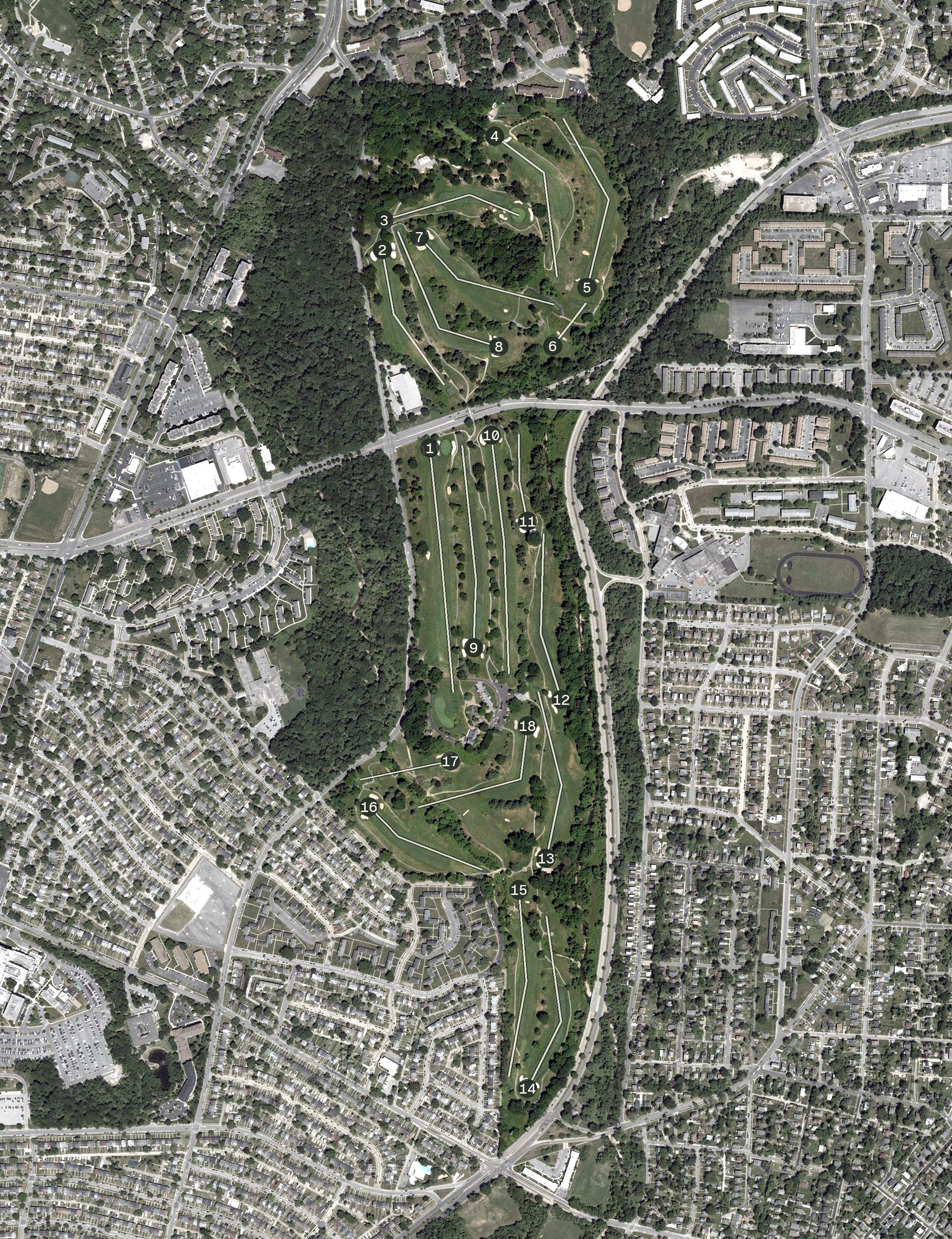 Aerial view of Mount Pleasant Golf Course, MD