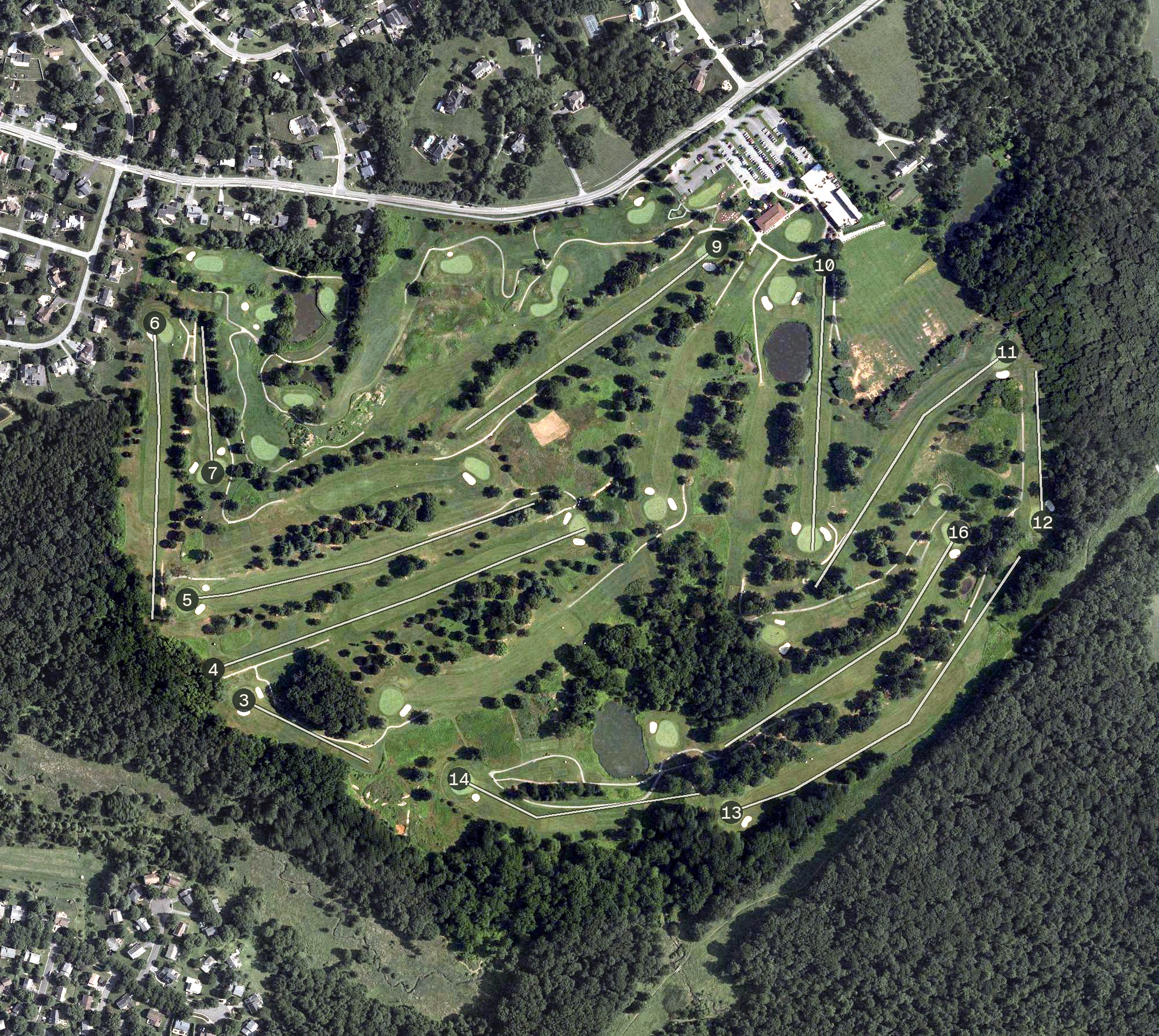 Aerial view of Needwood Golf Course, MD