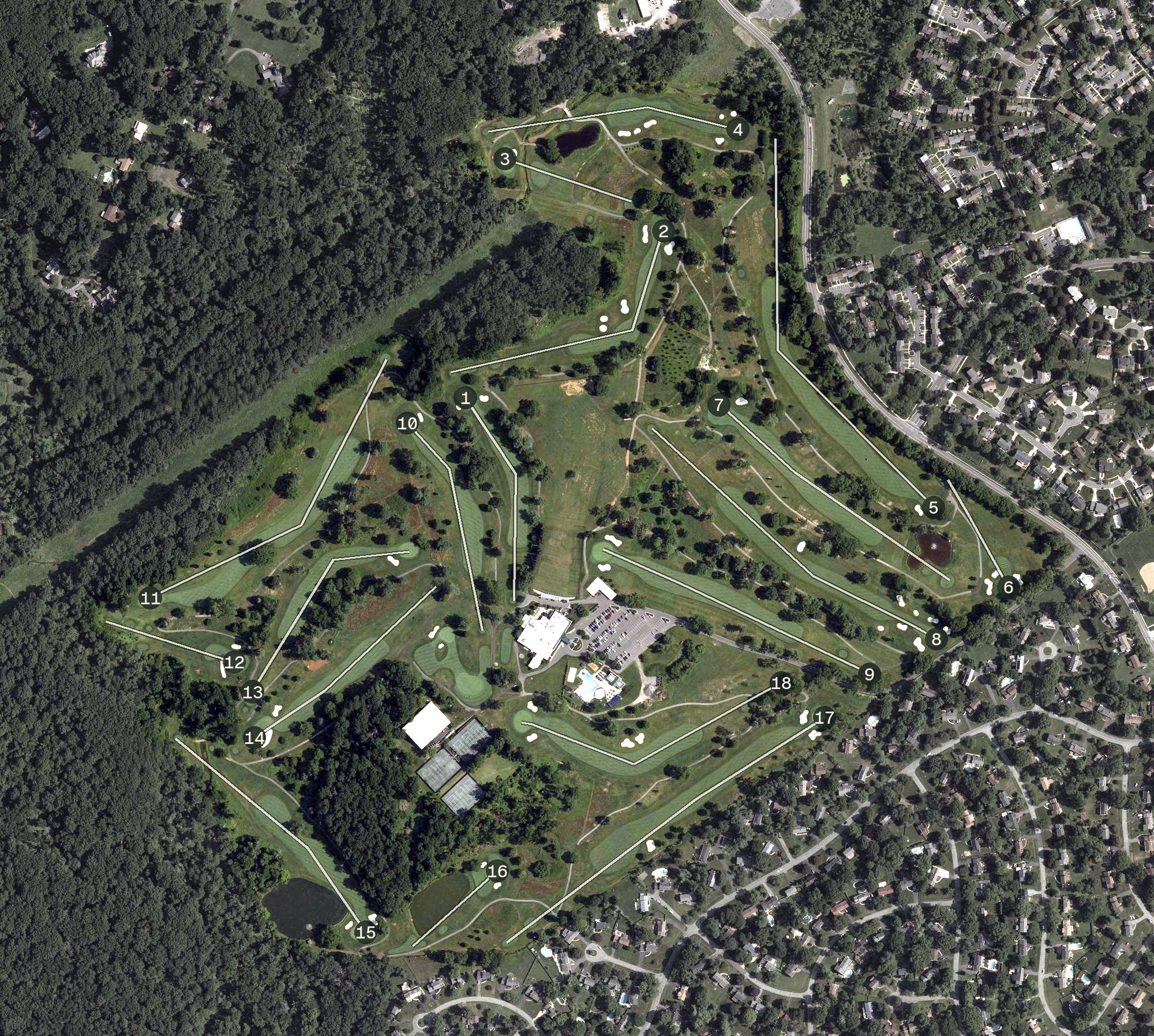 Aerial view of Norbeck Country Club, MD