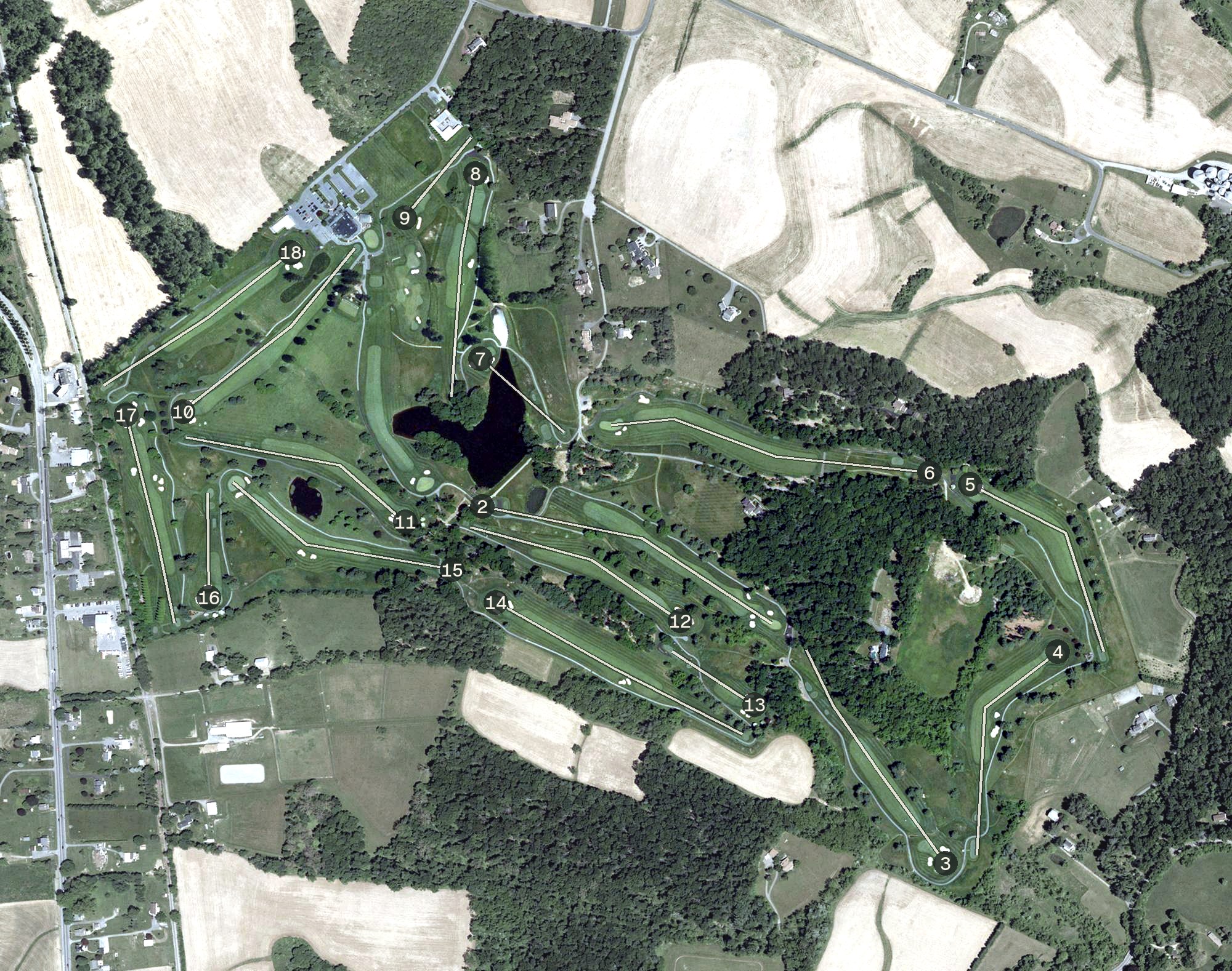 Aerial view of Piney Branch Golf Club, MD