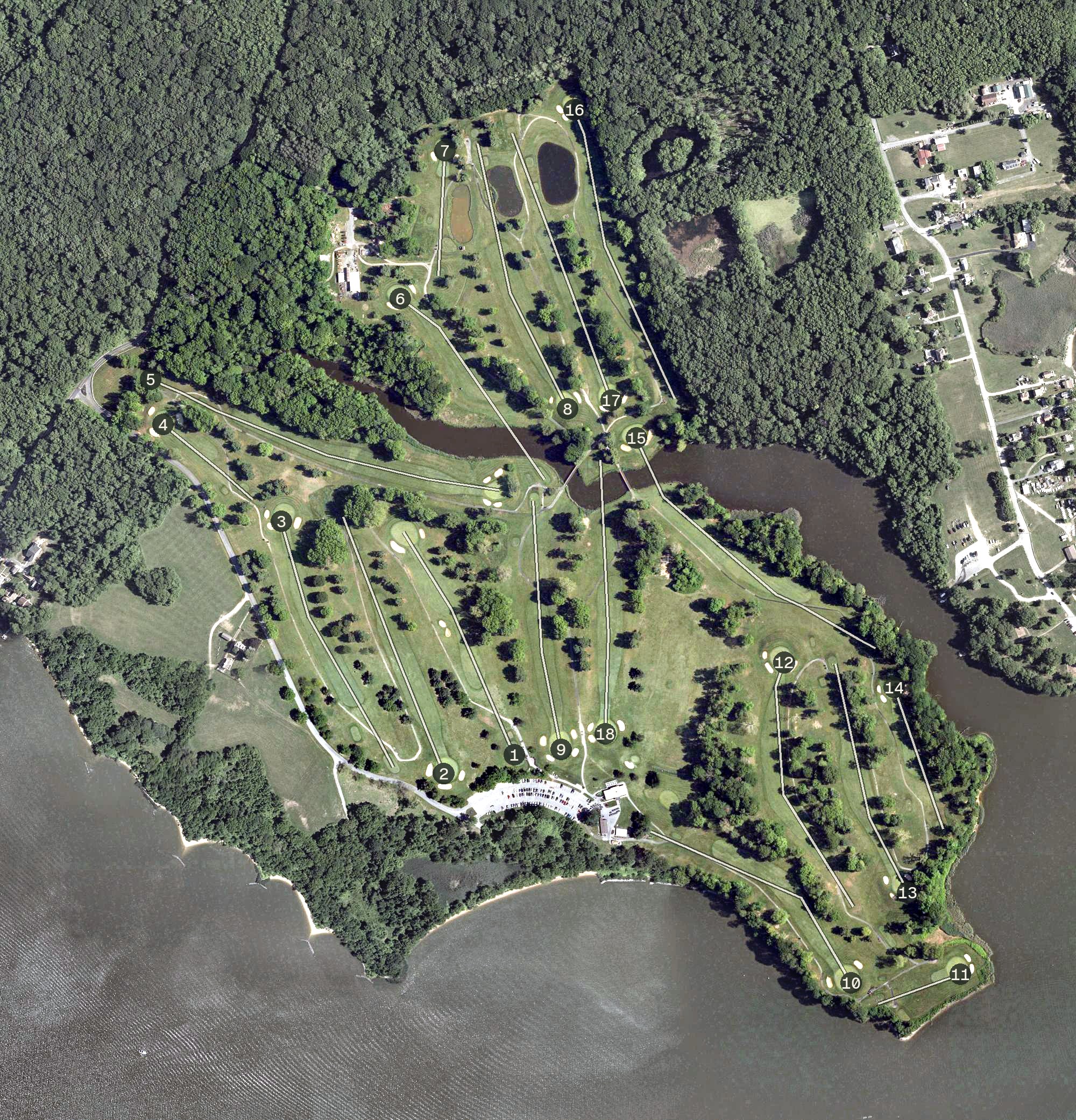 Aerial view of Rocky Point Golf Course, MD
